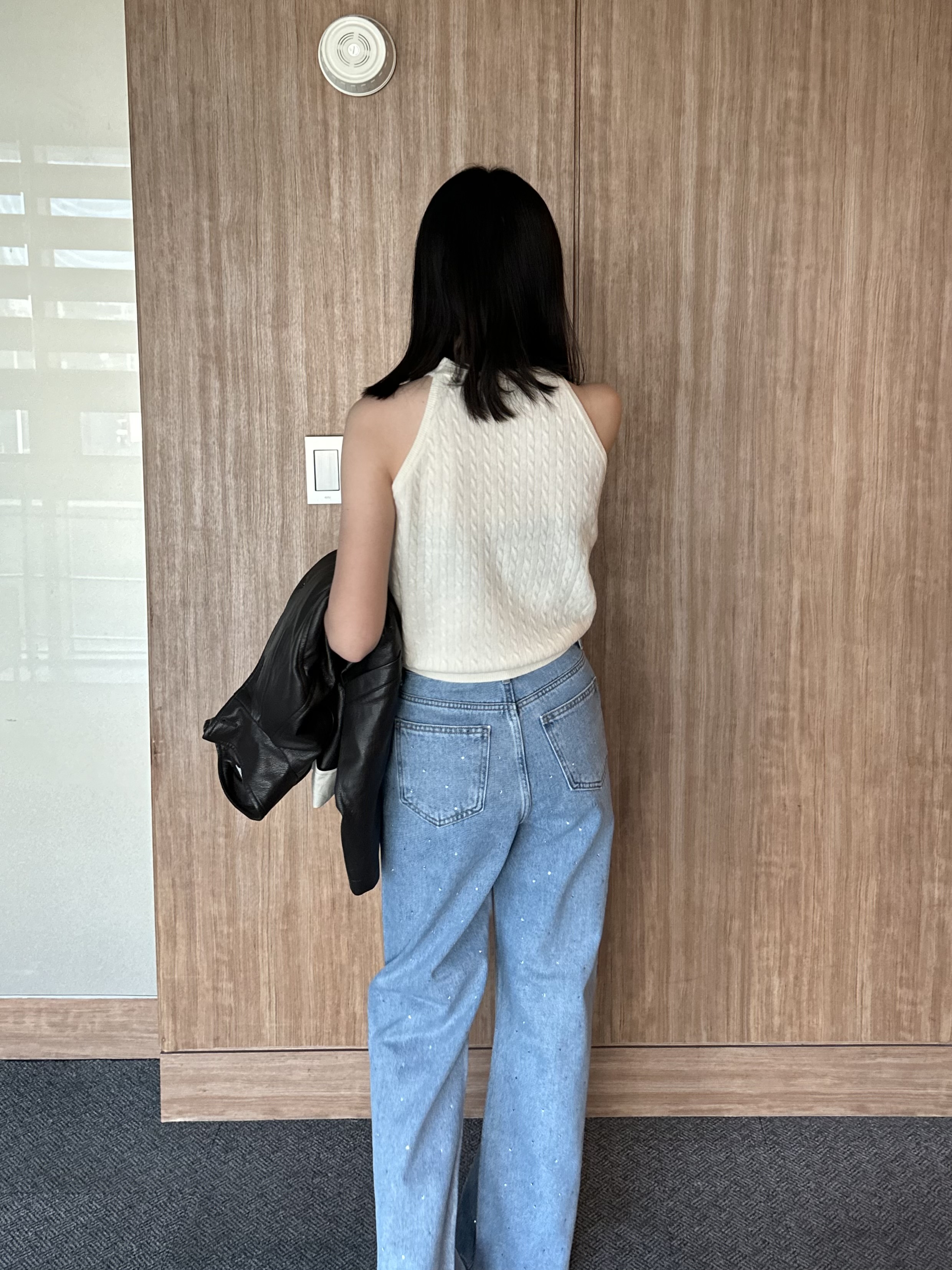 KR03 鑽石拼接直筒丹寧褲11