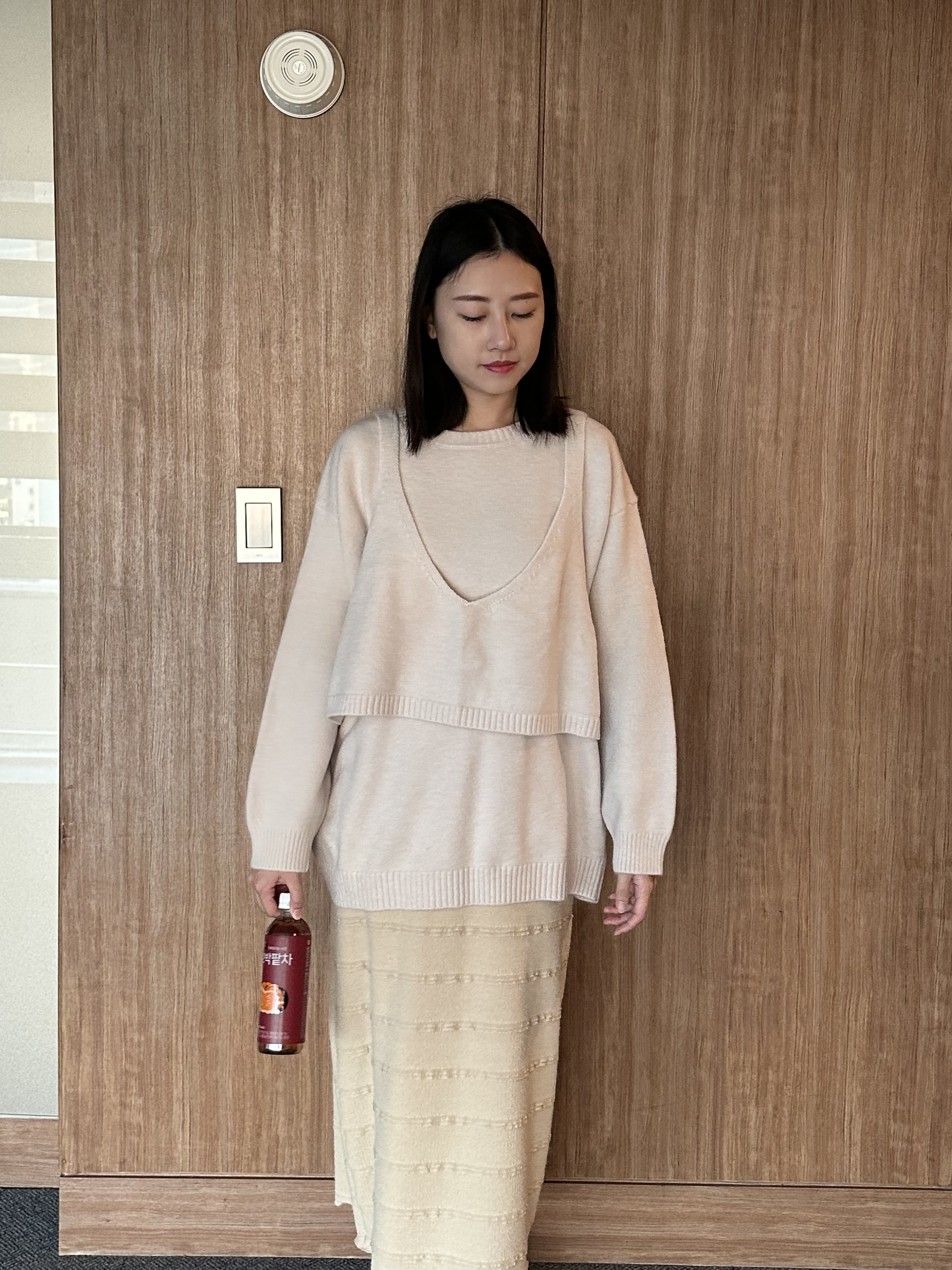 KR15 Set慵懶針織上衣(上衣+背心)