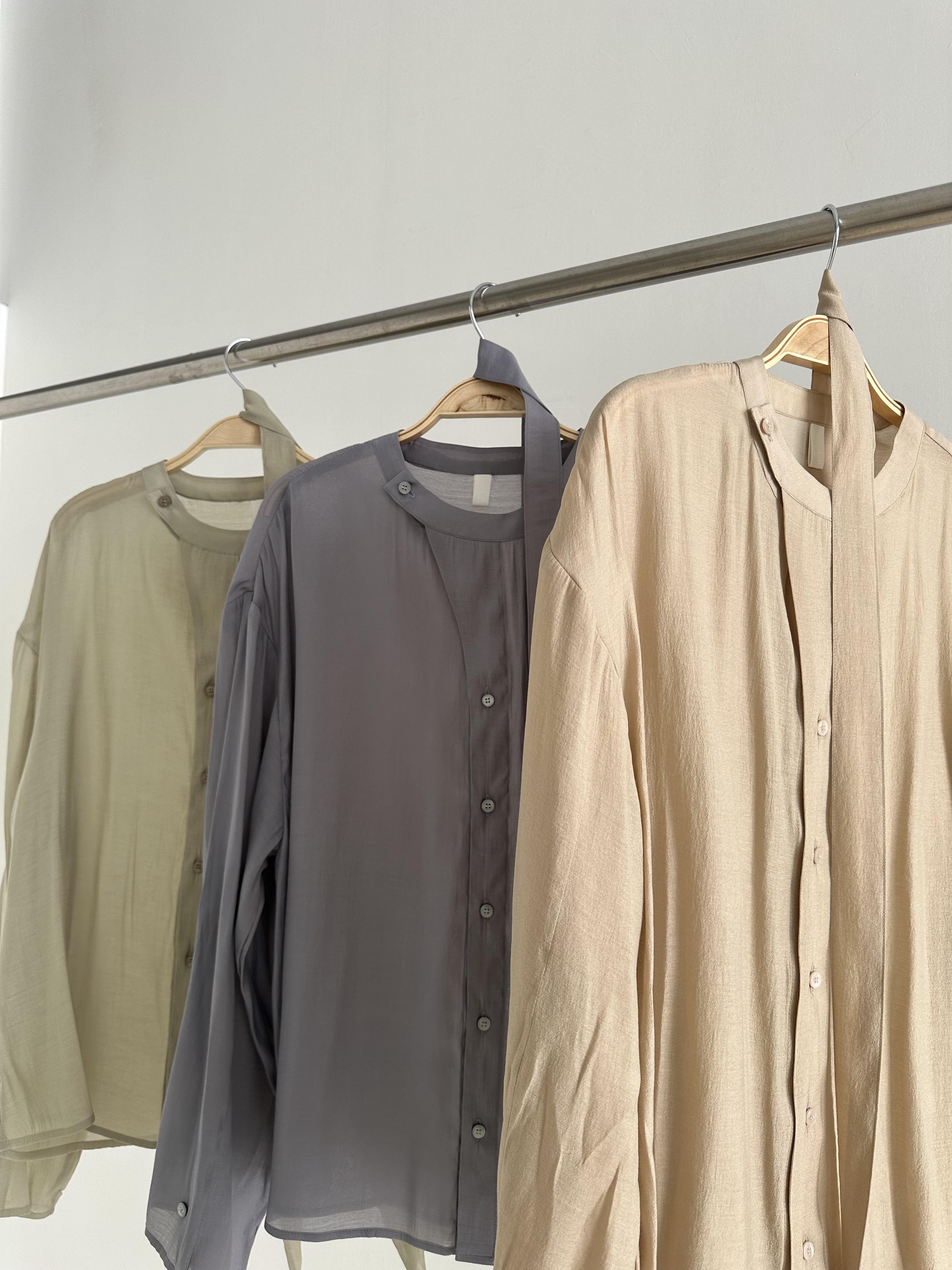 J09 圓領斜釦綁帶上衣5