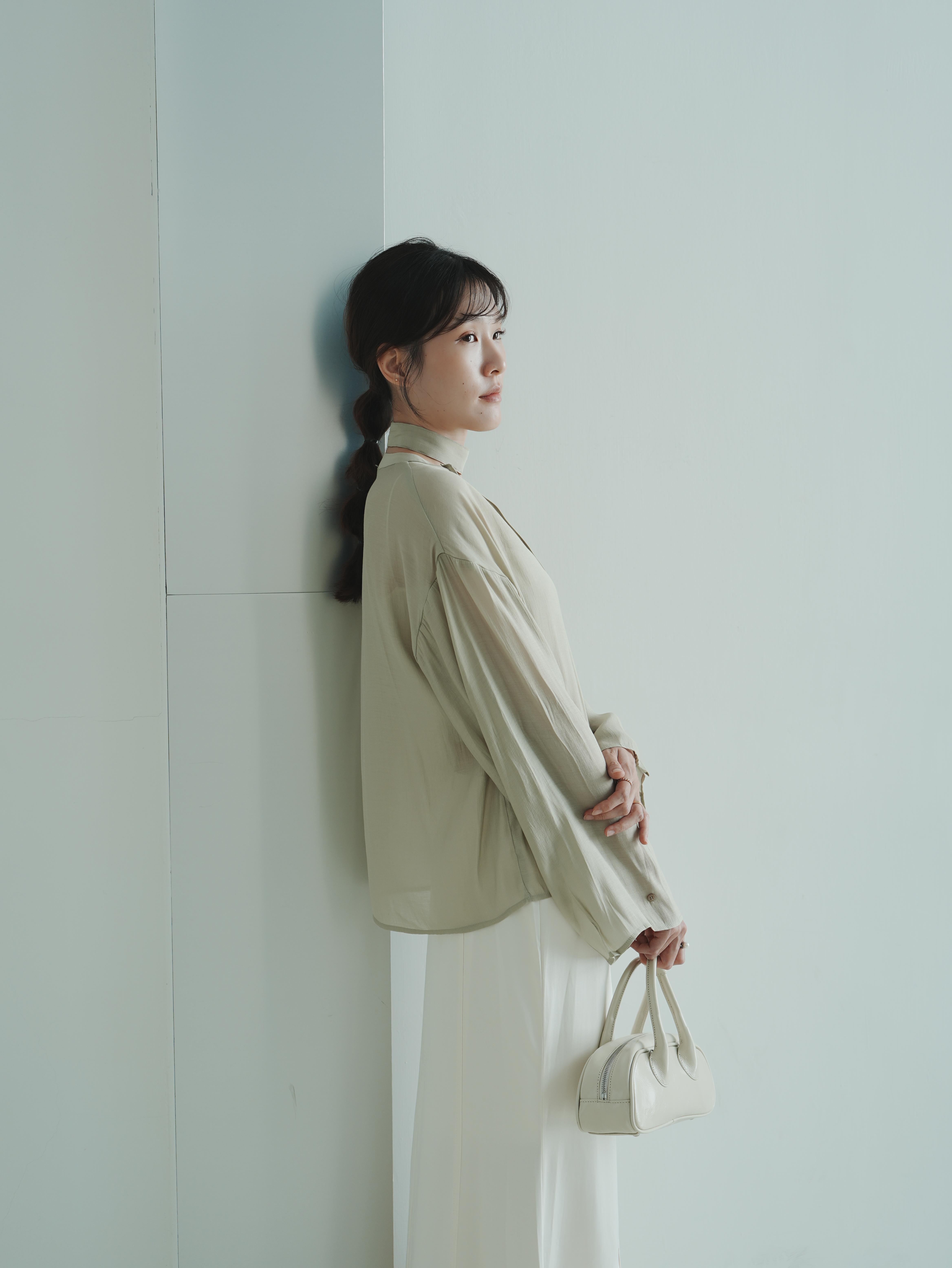 J09 圓領斜釦綁帶上衣4