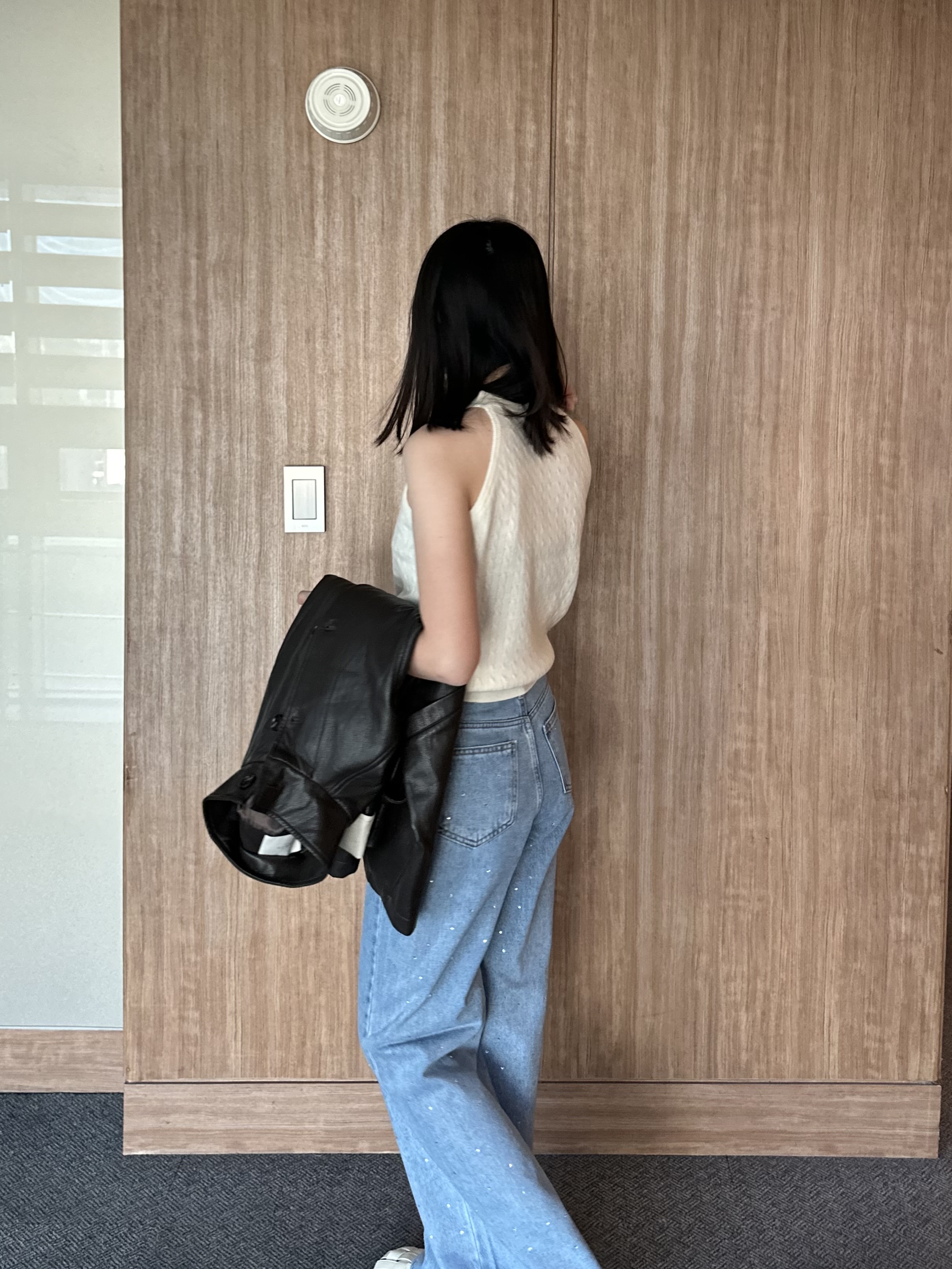 KR03 鑽石拼接直筒丹寧褲7