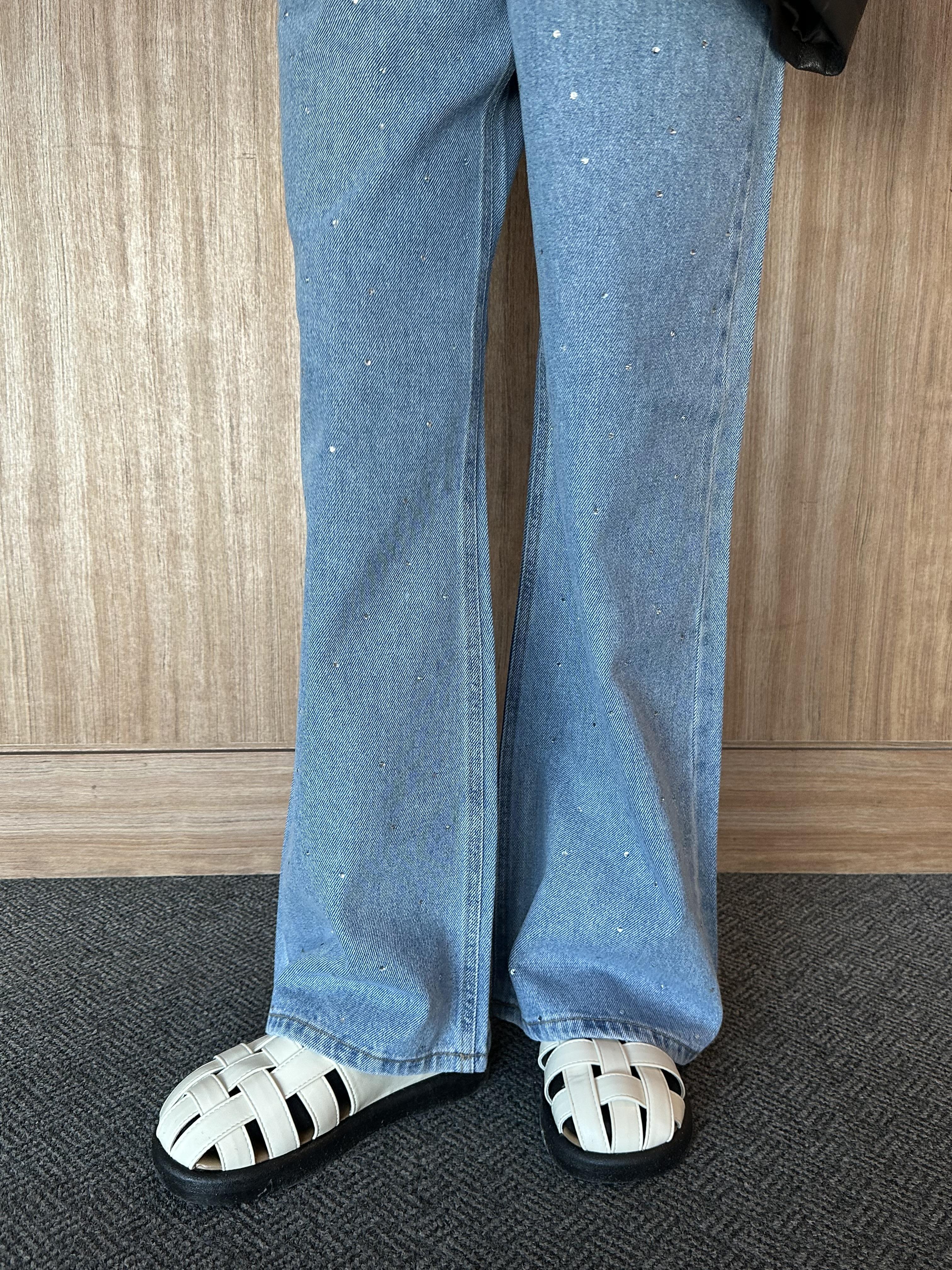 KR03 鑽石拼接直筒丹寧褲3