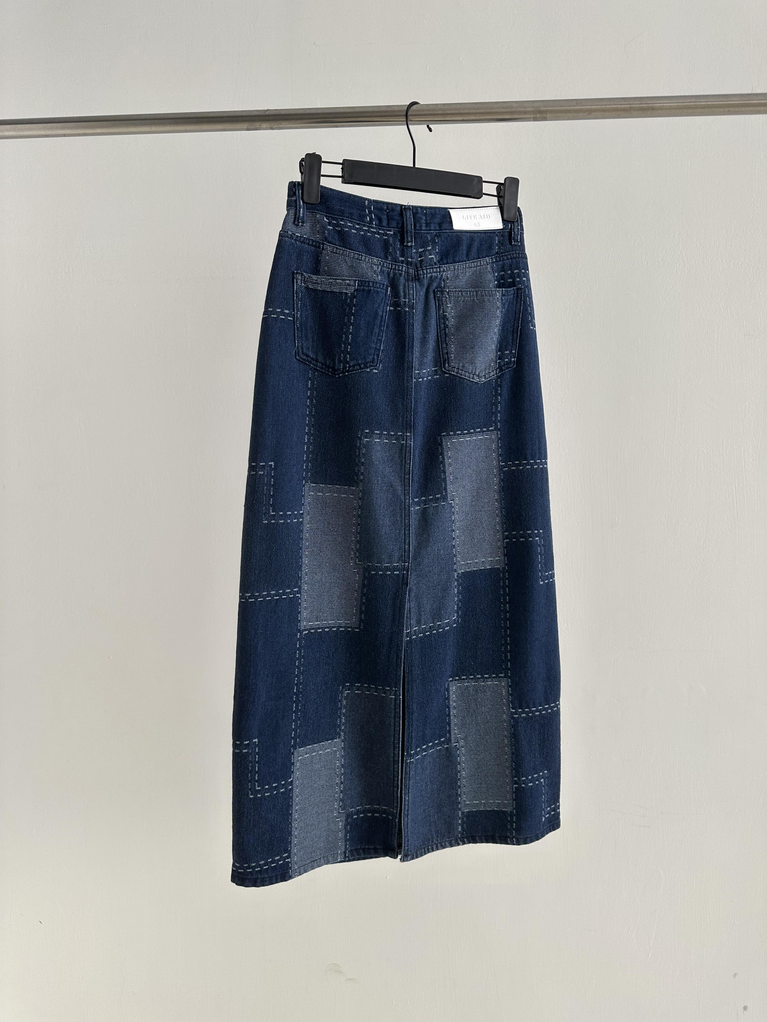 V04 單寧拼接半身裙8