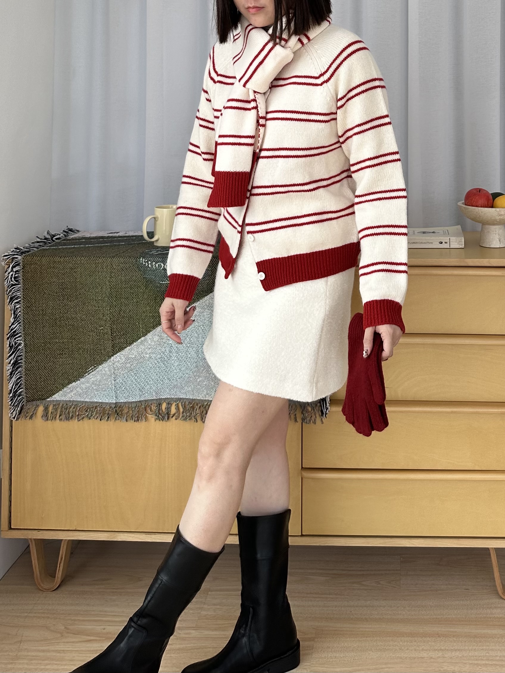 R05 SET條紋圍巾組針織衣5