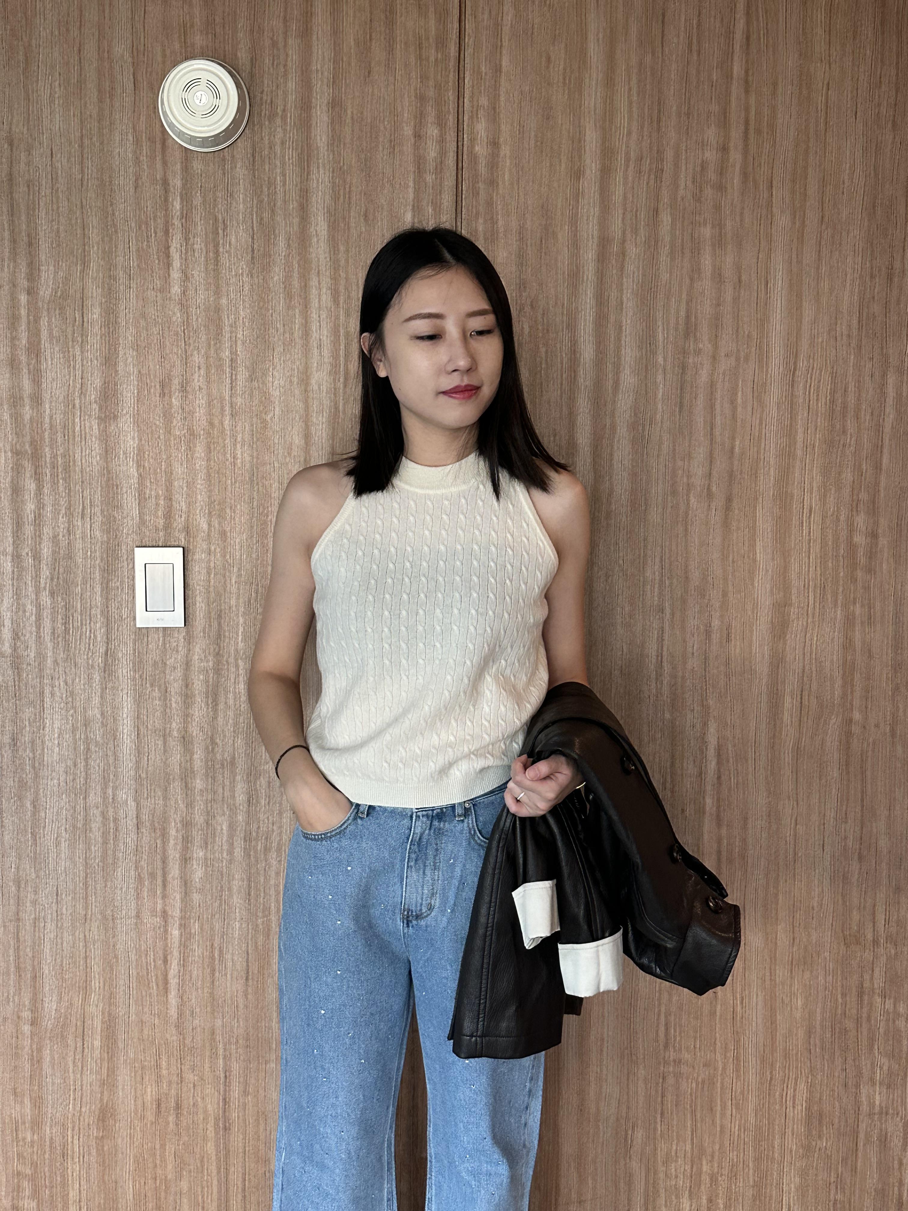 KR02 100%羊毛削肩背心