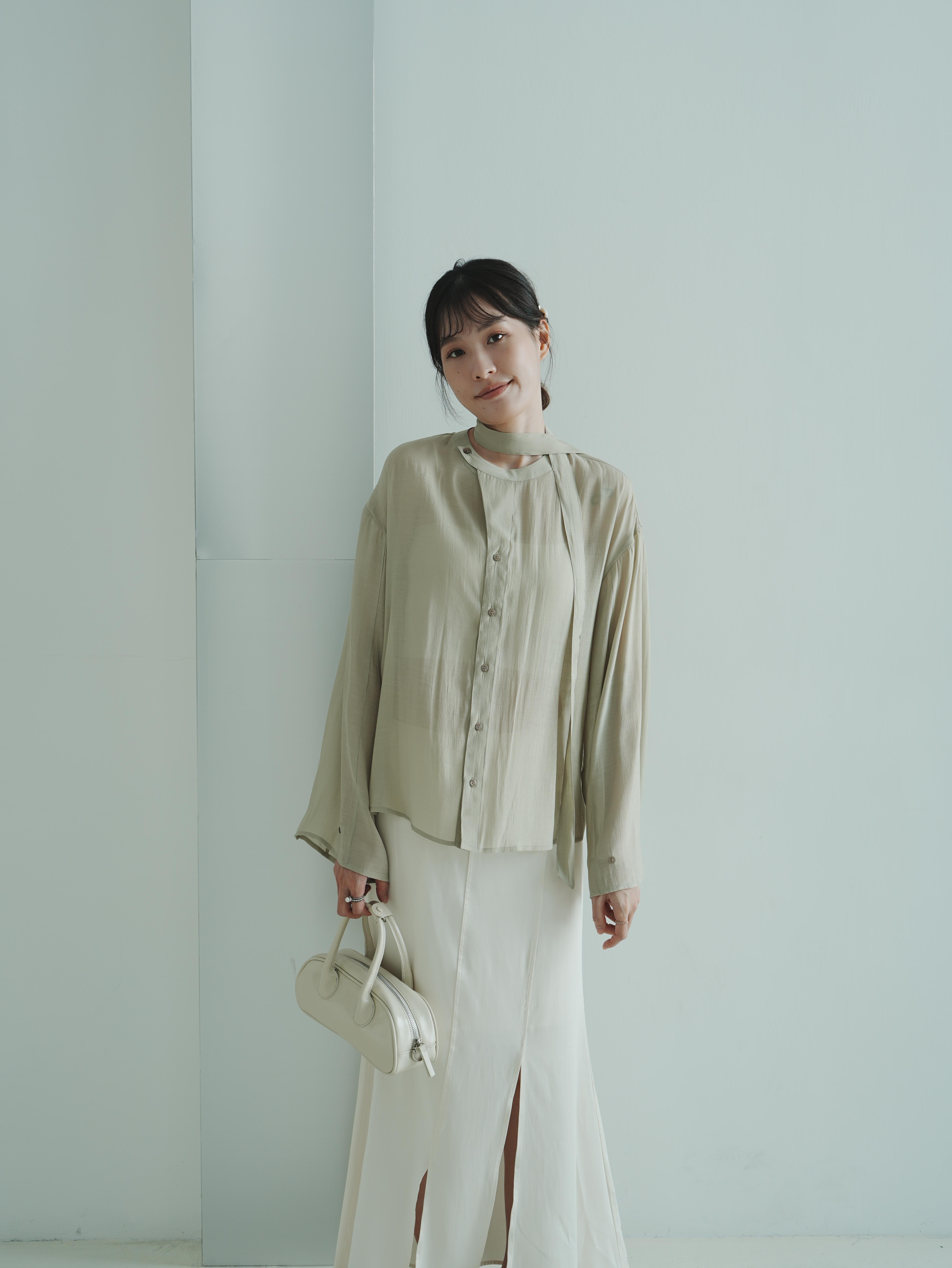 J09 圓領斜釦綁帶上衣6