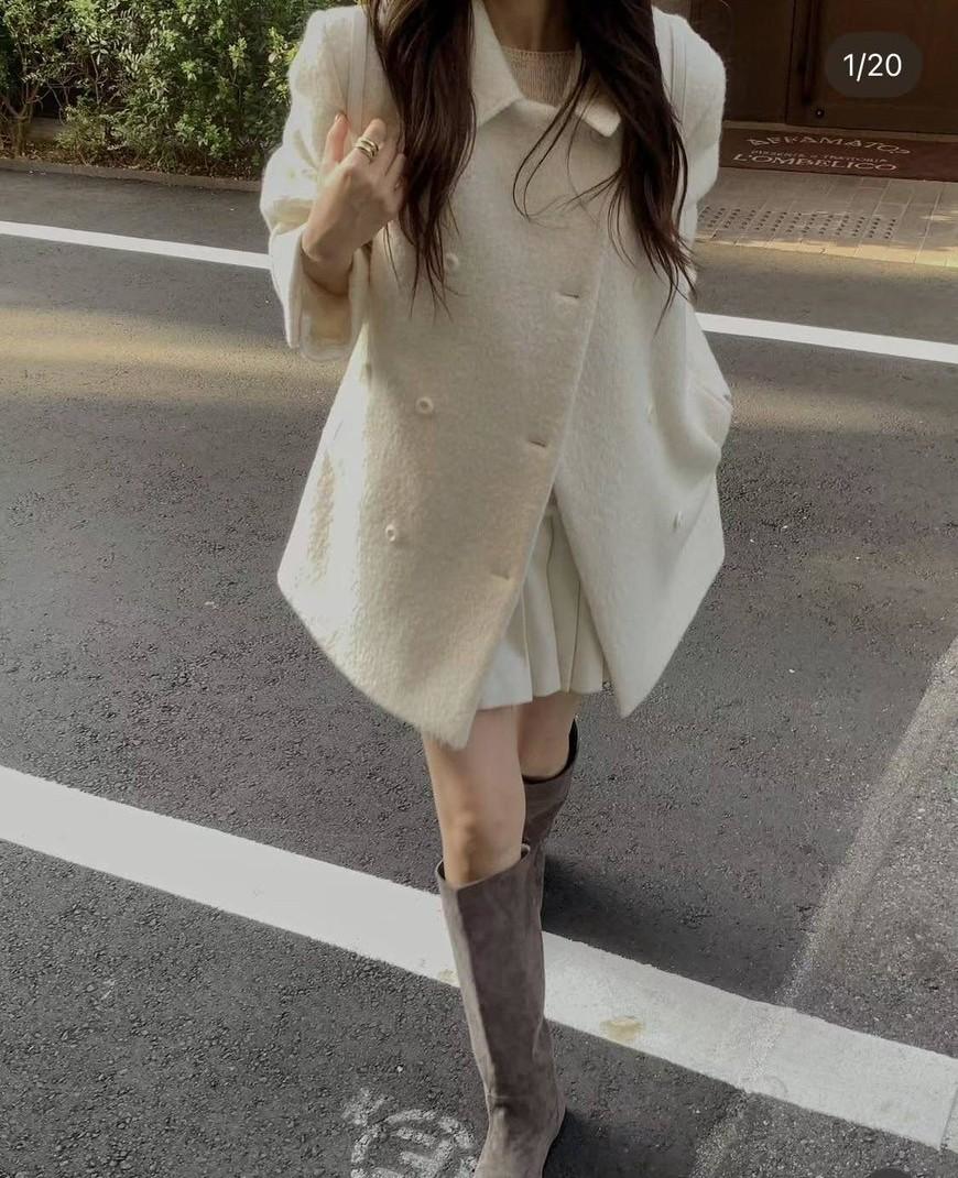 氣質翻領中長版大衣