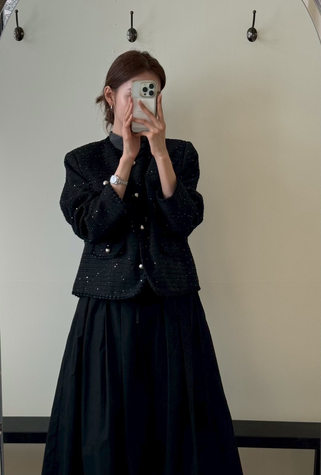 （客訂勿下單）圓領銀釦金蔥毛呢小香外套（羊毛70%）