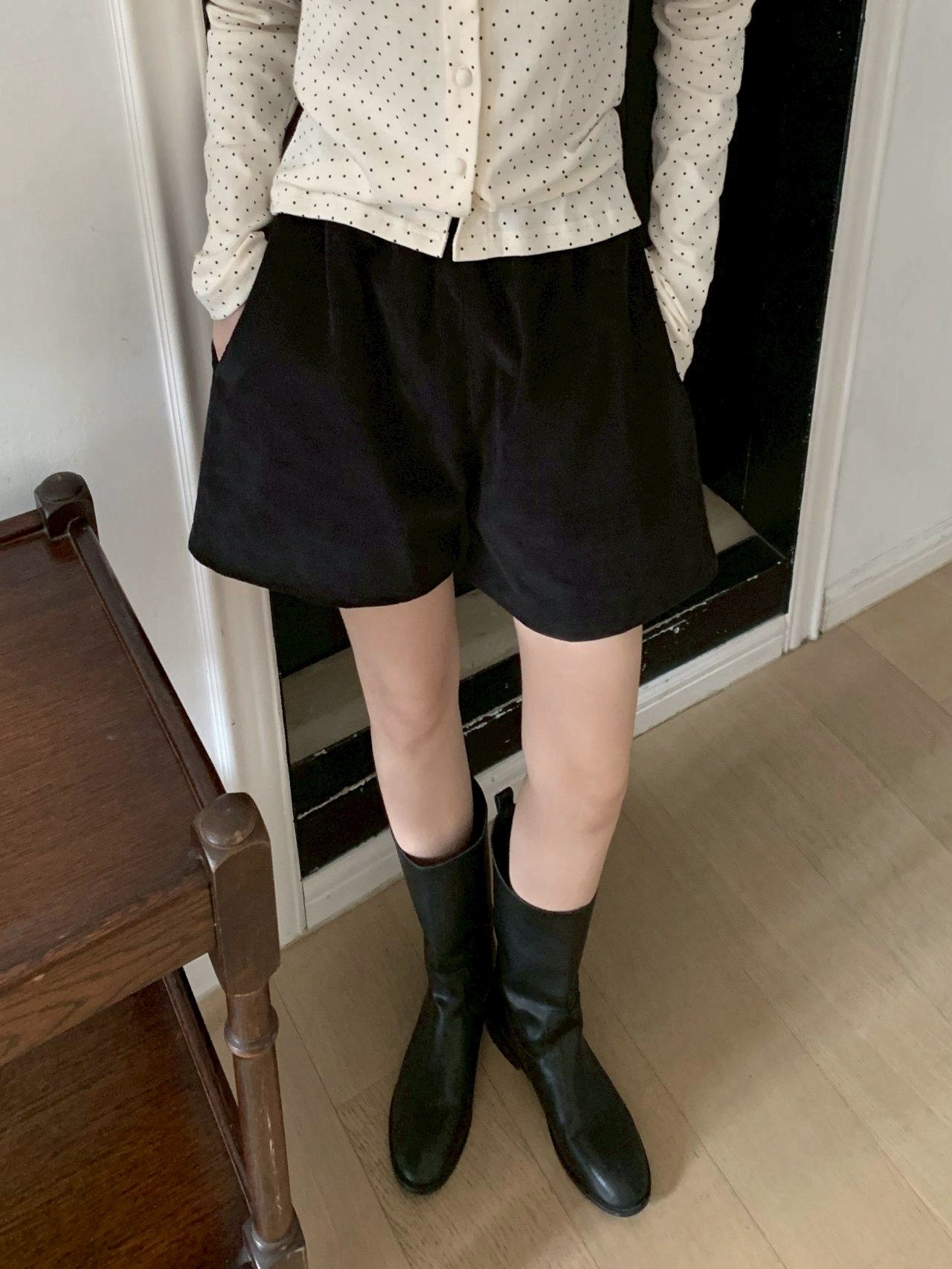 多色款鬆緊口袋燈芯絨短褲