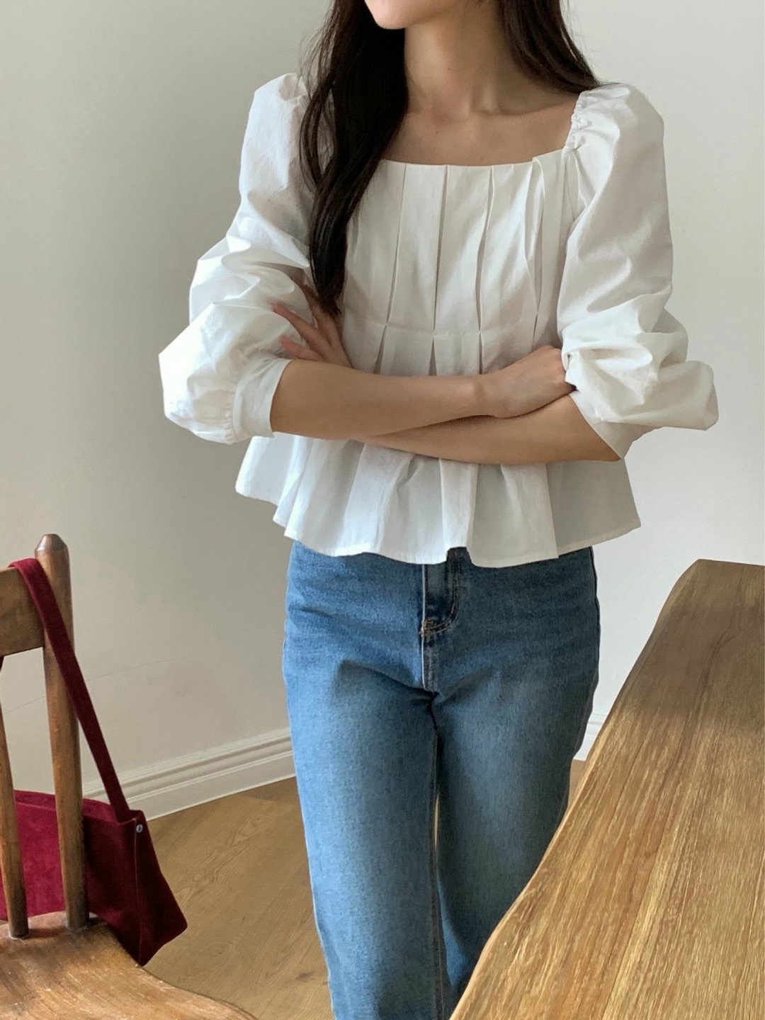 方領寬百摺傘擺娃娃衣