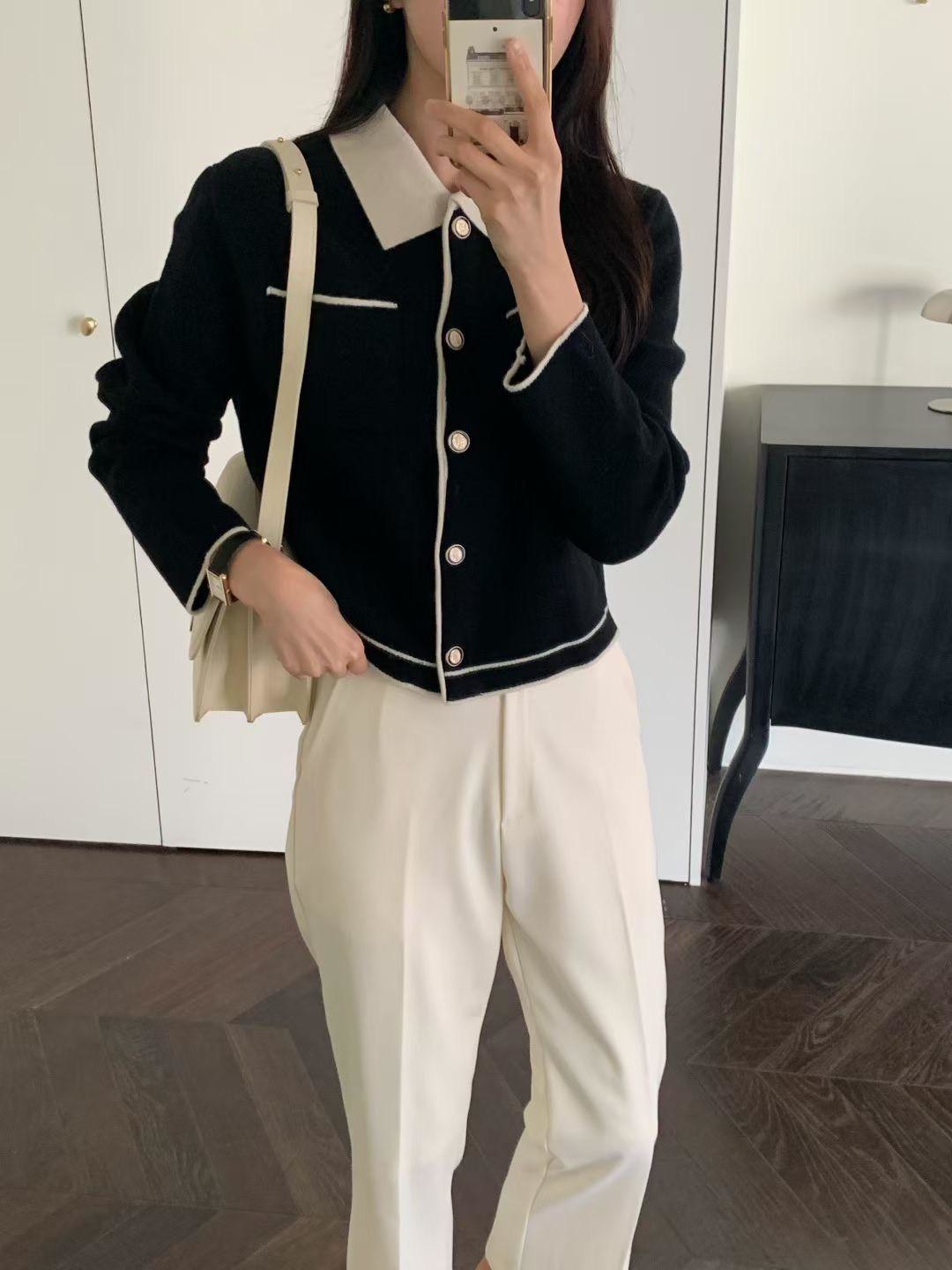 氣質小翻領排釦上衣