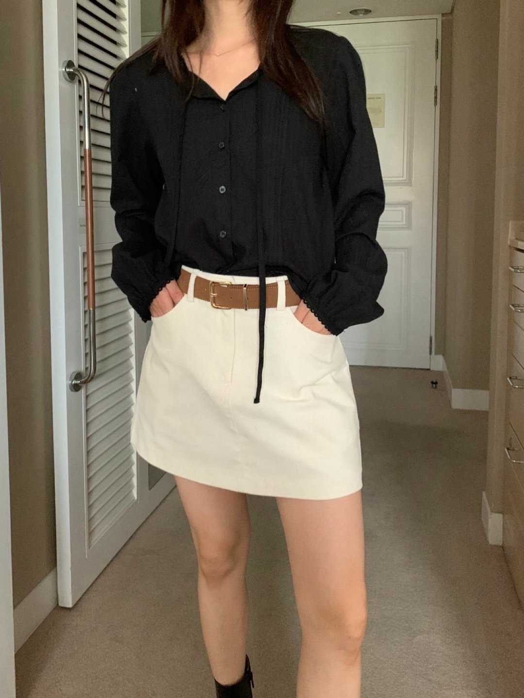 燈芯絨低腰Ａ字短裙