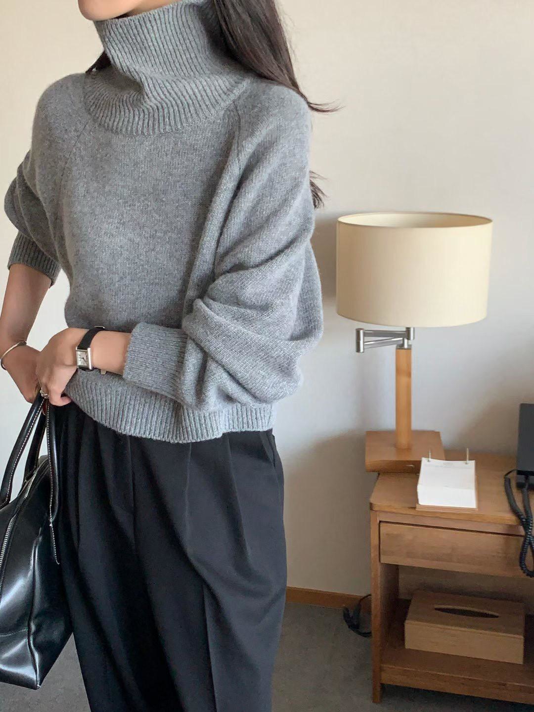 舒適高領素面毛衣