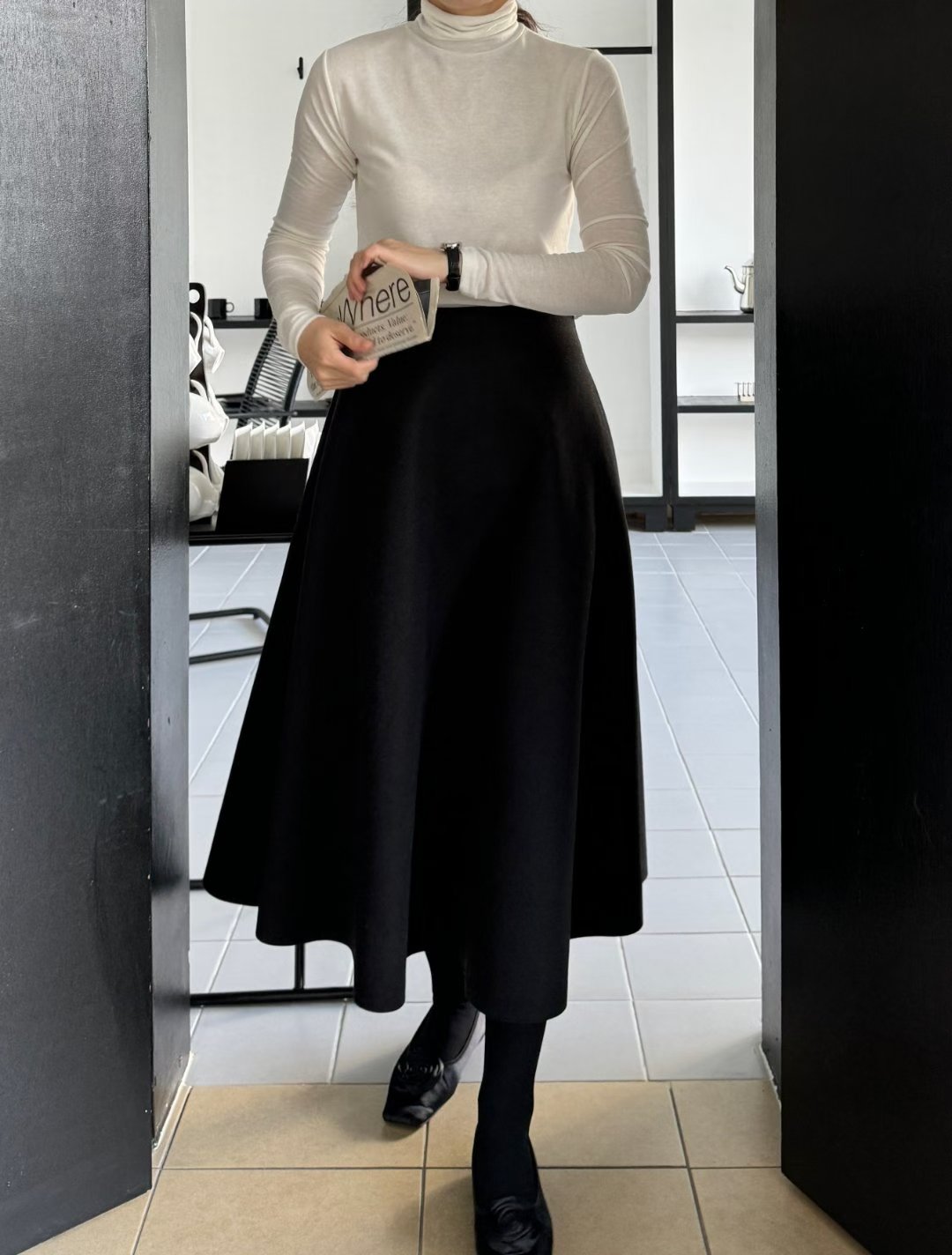 磨毛後鬆緊傘擺長裙