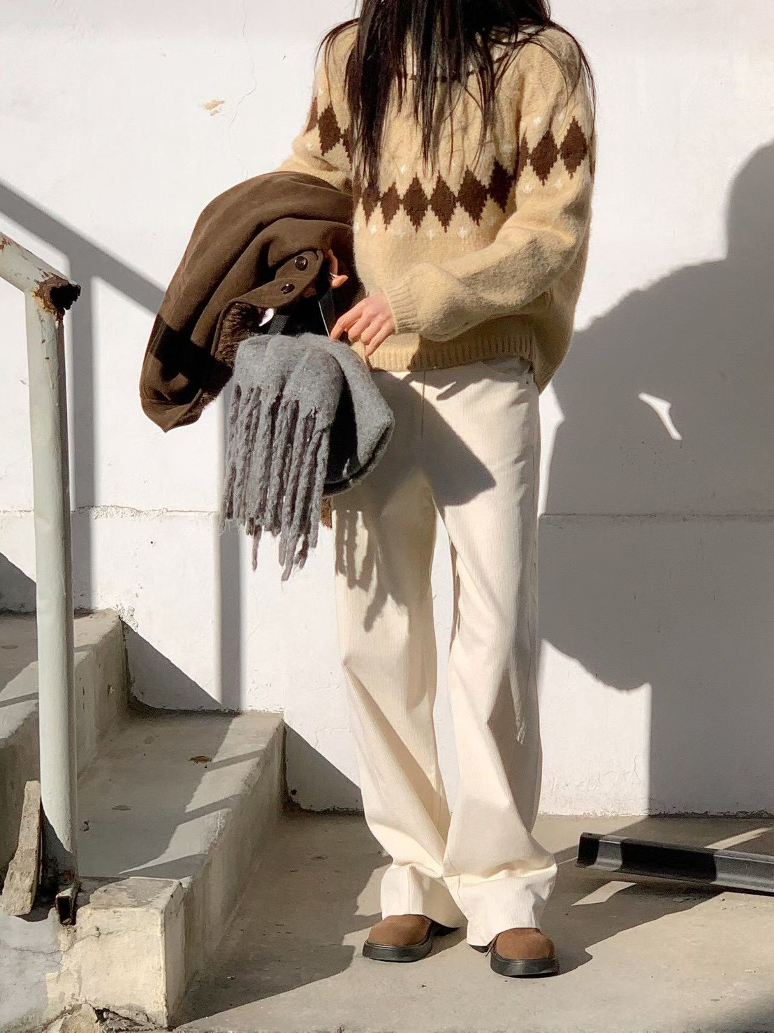 菱格紋圖騰羊毛針織衣（60%）