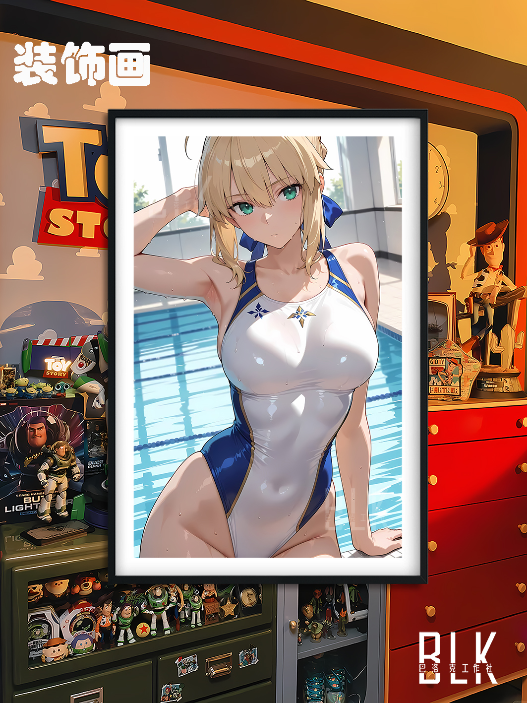 【週邊】巴洛克－Fate/stay night 泳池saber 裝飾畫&冰箱貼