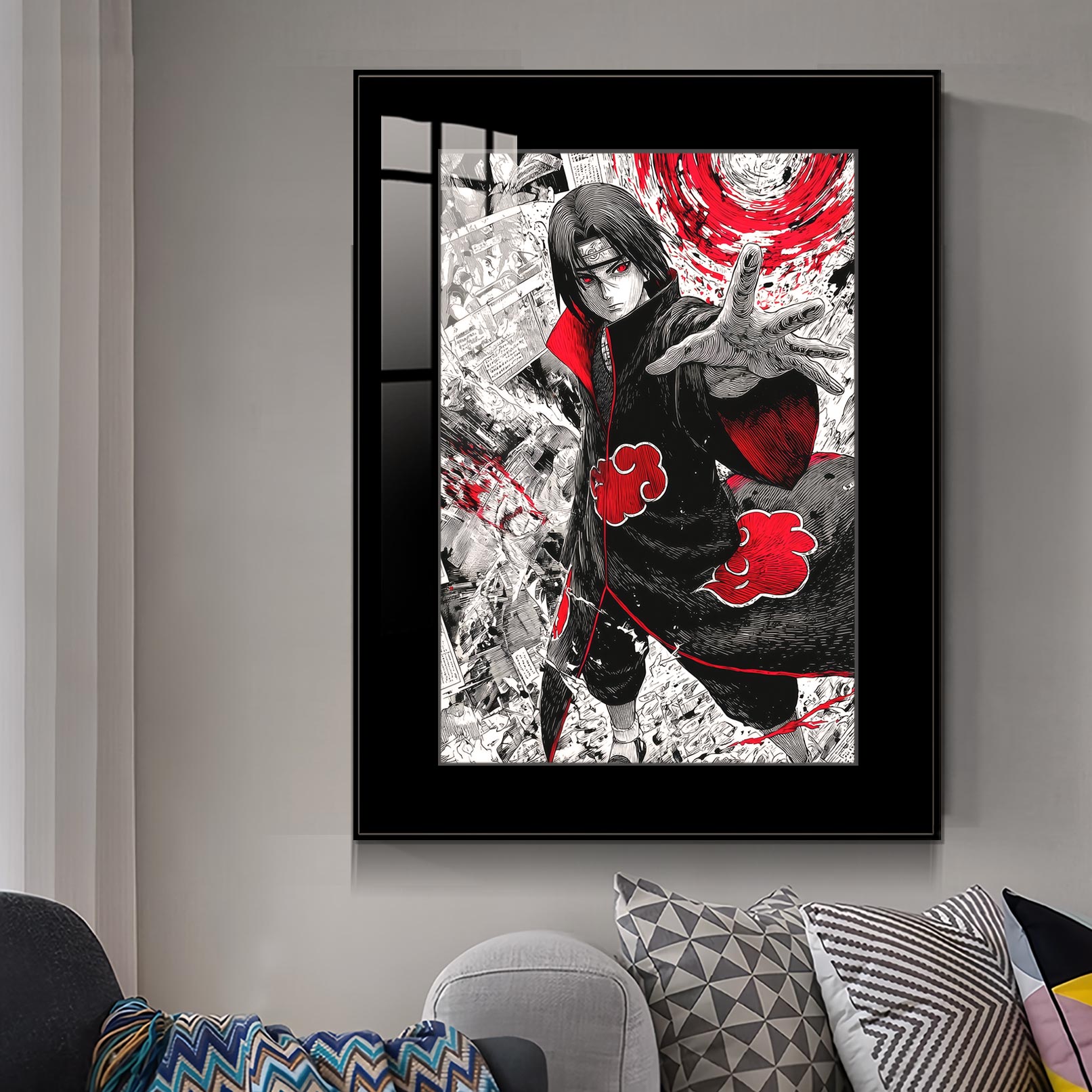 【週邊】橘子工作室－火影忍者 鼬神 黑白漫畫銅版風 裝飾畫