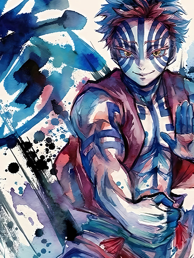 【週邊】巴洛克－鬼滅之刃 水彩猗窩座 裝飾畫&冰箱貼