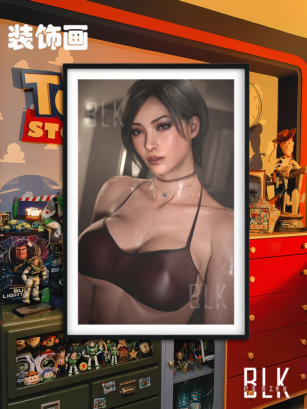 【週邊】巴洛克－惡靈古堡 健身艾達王 裝飾畫&冰箱貼