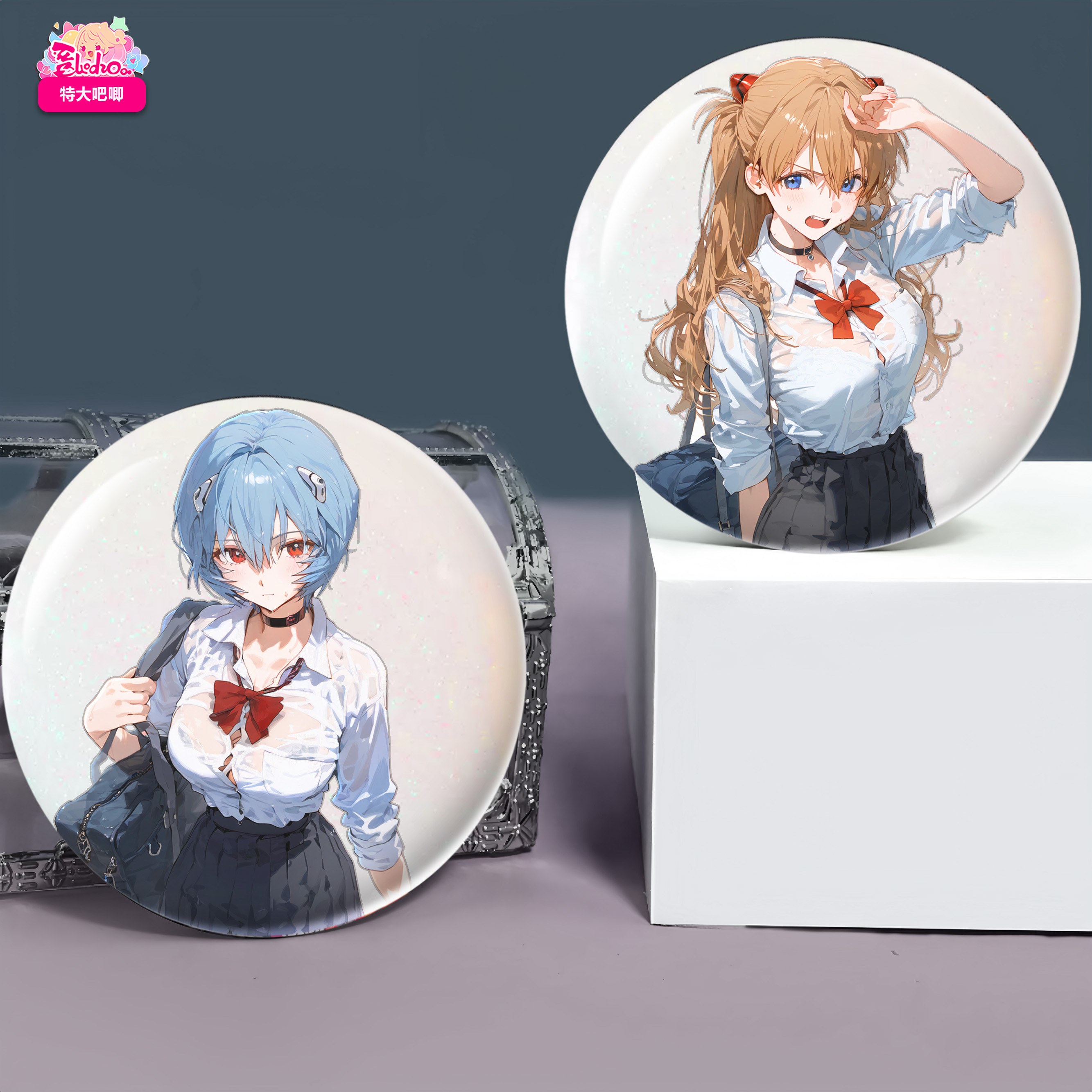 【週邊】阿喵畫社-新世紀福音戰士 綾波麗&明日香 幻彩徽章桌面擺件 【週邊】阿喵畫社-新世紀福音戰士 綾波麗&明日香 幻彩徽章桌面擺件