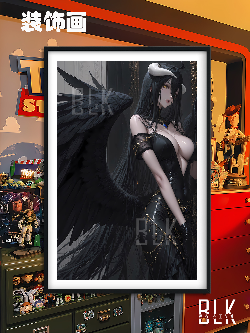 【週邊】巴洛克－Overlord 黑衣雅兒貝德 裝飾畫&冰箱貼