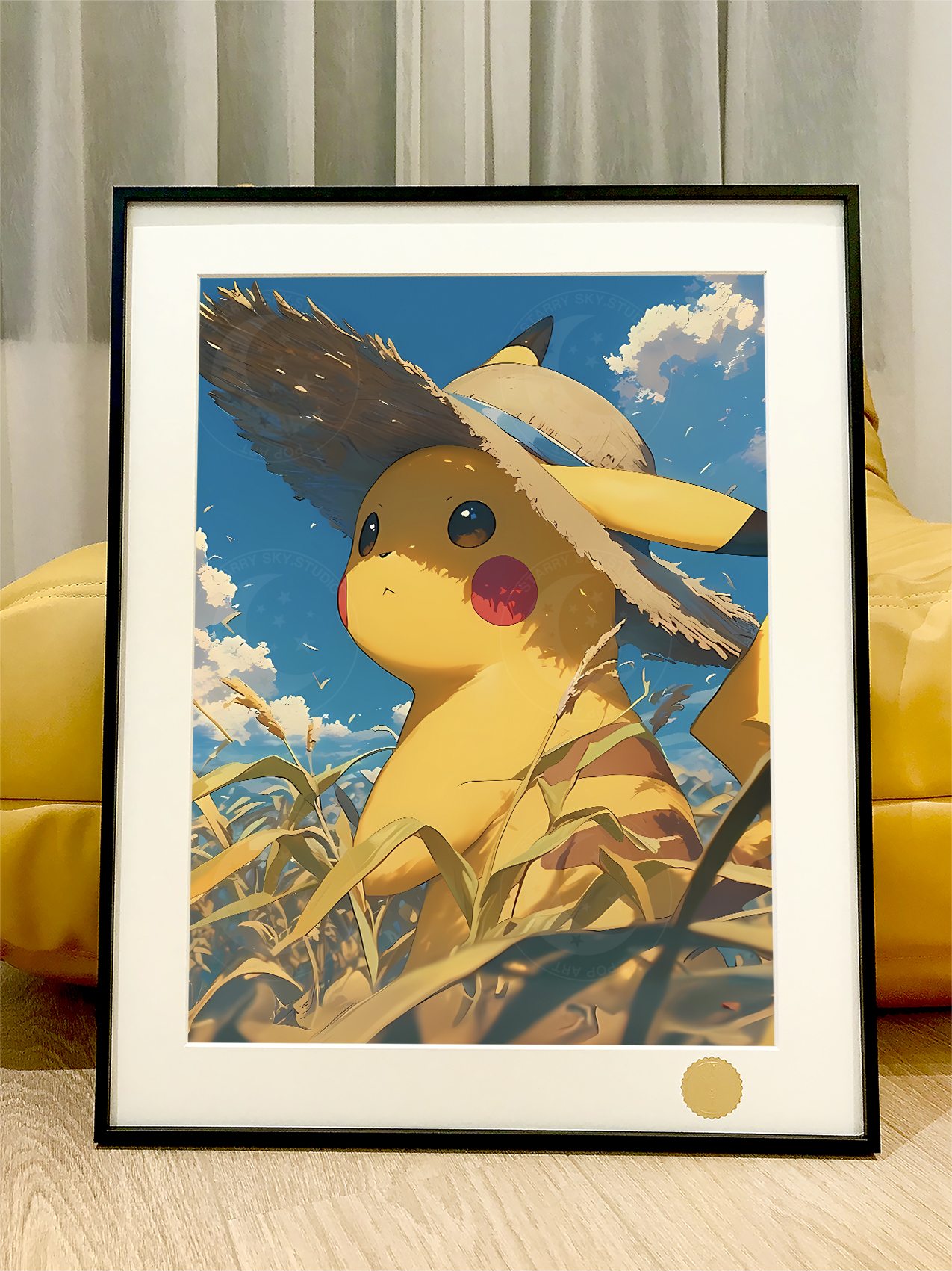 【週邊】星空工作室－寶可夢 草帽皮卡丘 裝飾畫