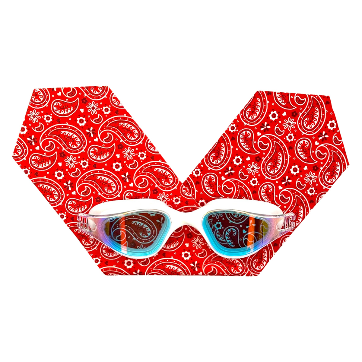 法國waterplops-成人游泳泳鏡(佩斯利紅/白色)