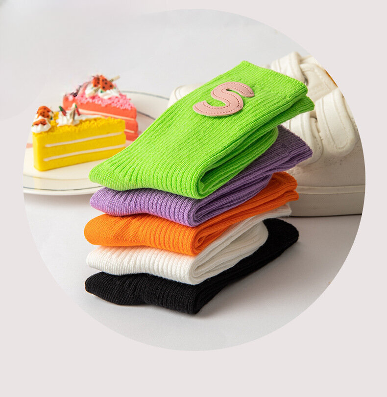 彩色潮流中筒襪(3雙入)