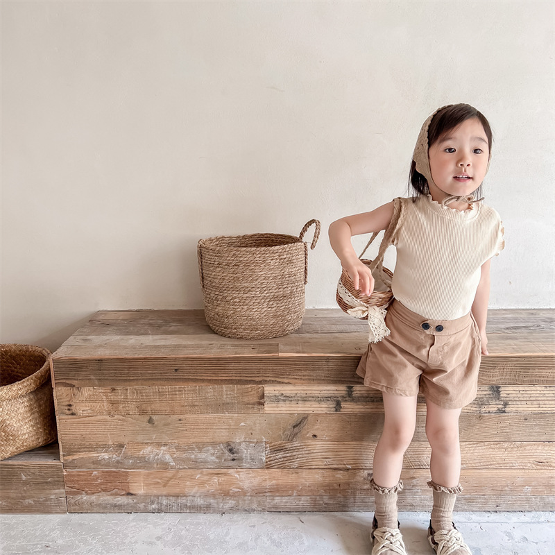 木耳邊無袖素色背心