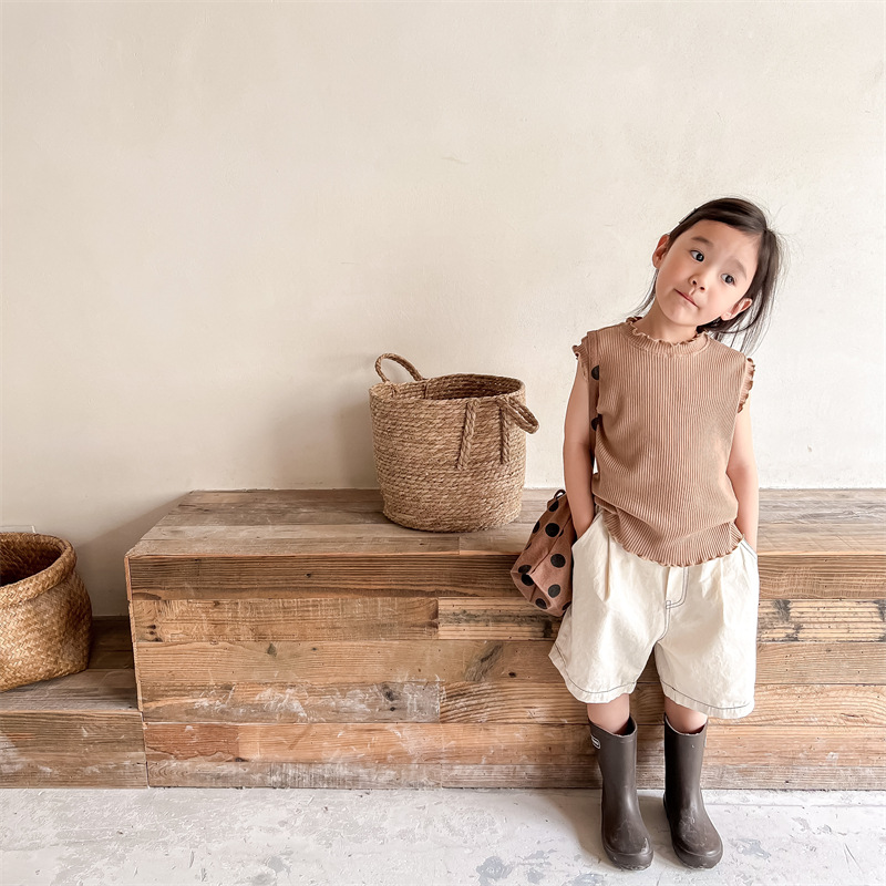 木耳邊無袖素色背心