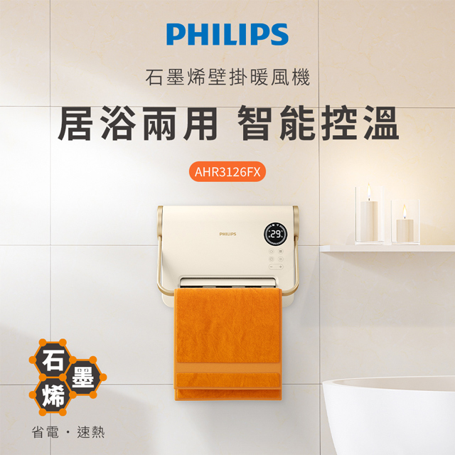｜Philips 飛利浦｜石磨烯壁掛暖風機｜陶磁居浴兩用電暖器｜可遙控