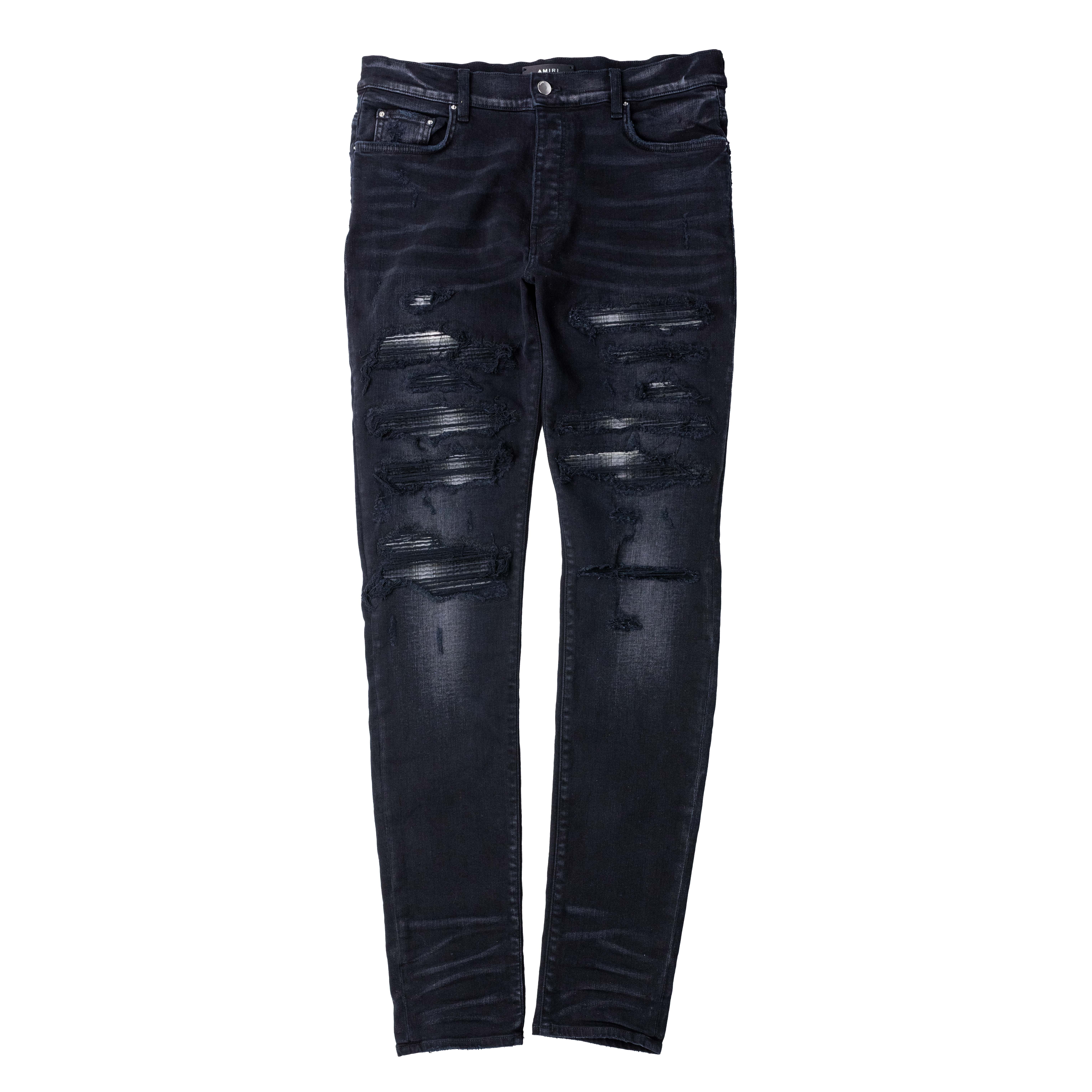 Amiri ] Thrasher distressed slim-leg jeans 黑色| 所有商品- Inncense