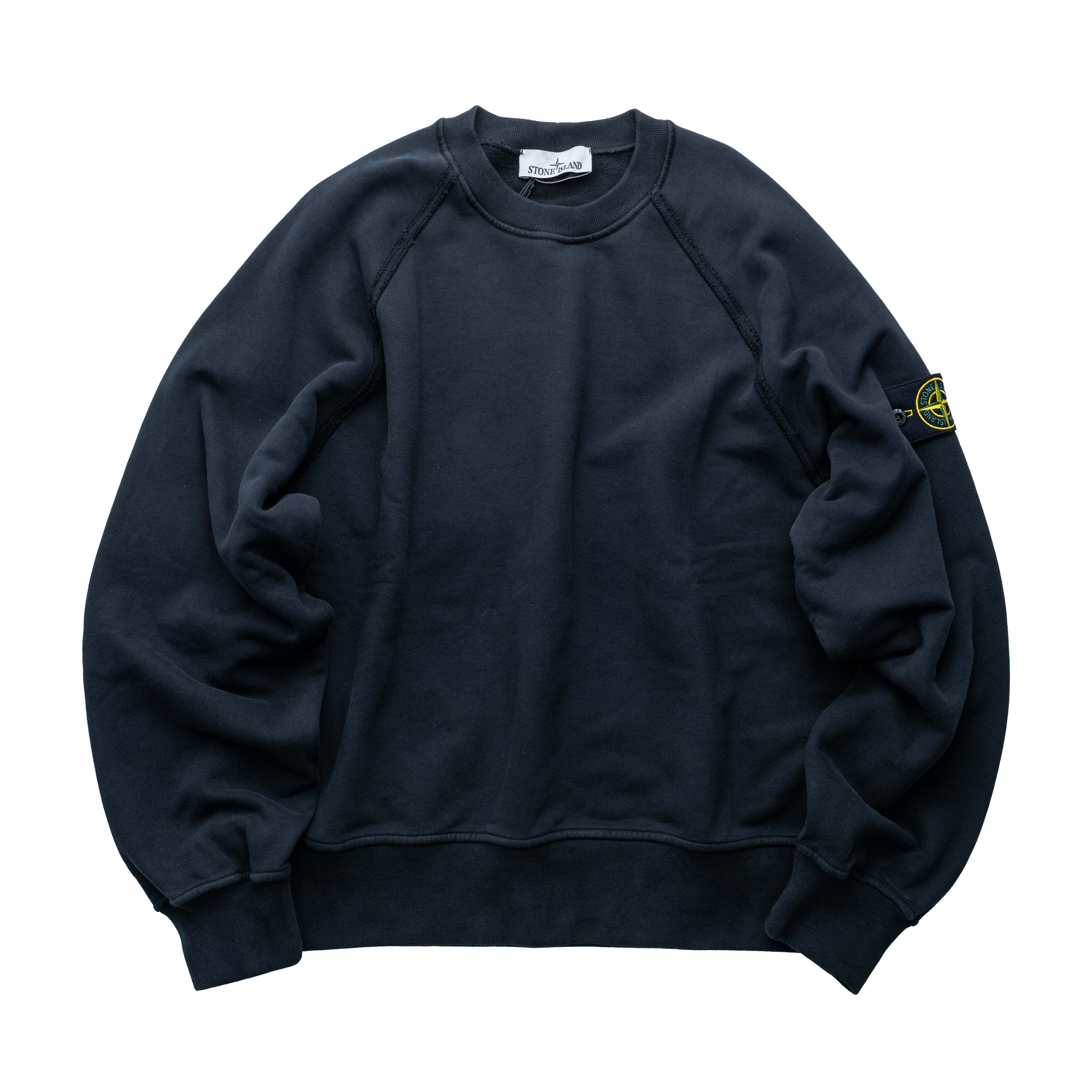 Stone island 寬短叉肩刷絨衛衣 黑