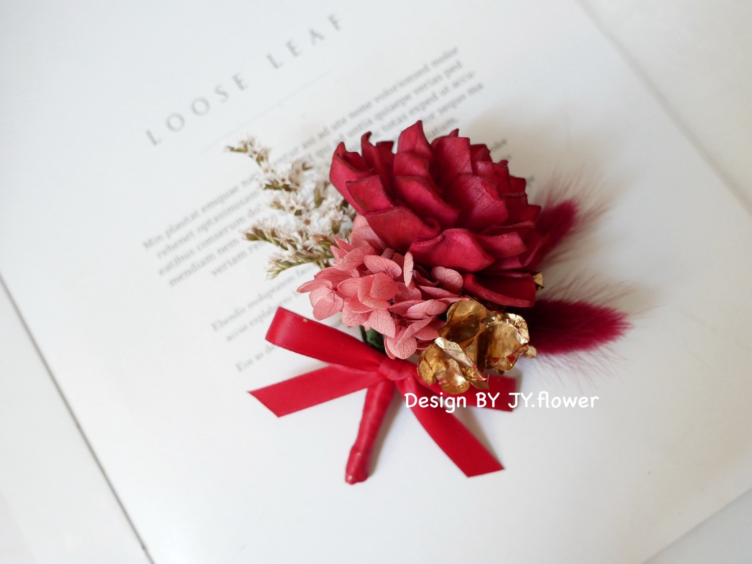 索拉乾燥花胸花【嫣紅流金】