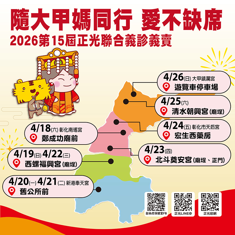2026 大甲媽遶境正光義診義賣活動地點