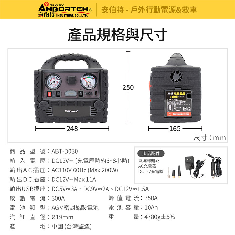 |安伯特|戶外行動電源&救車|110V 12V QC3.0救車|戶外電源|打氣|照明|露營|防災|停電|10Ah升級款|AD200002|16