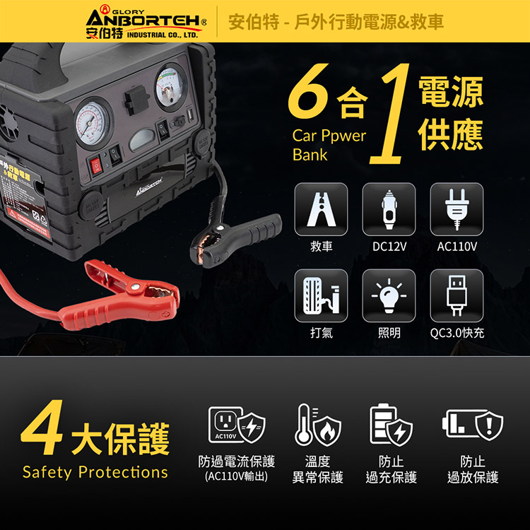 |安伯特|戶外行動電源&救車|110V 12V QC3.0救車|戶外電源|打氣|照明|露營|防災|停電|10Ah升級款|AD200002|4