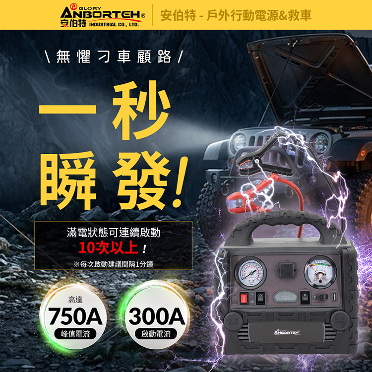 |安伯特|戶外行動電源&救車|110V 12V QC3.0救車|戶外電源|打氣|照明|露營|防災|停電|10Ah升級款|AD200002|5
