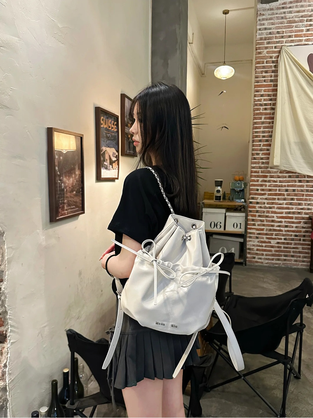現貨秒發⚡️］韓國MATIN KIM DRAW STRING RIBBON BACK PACK