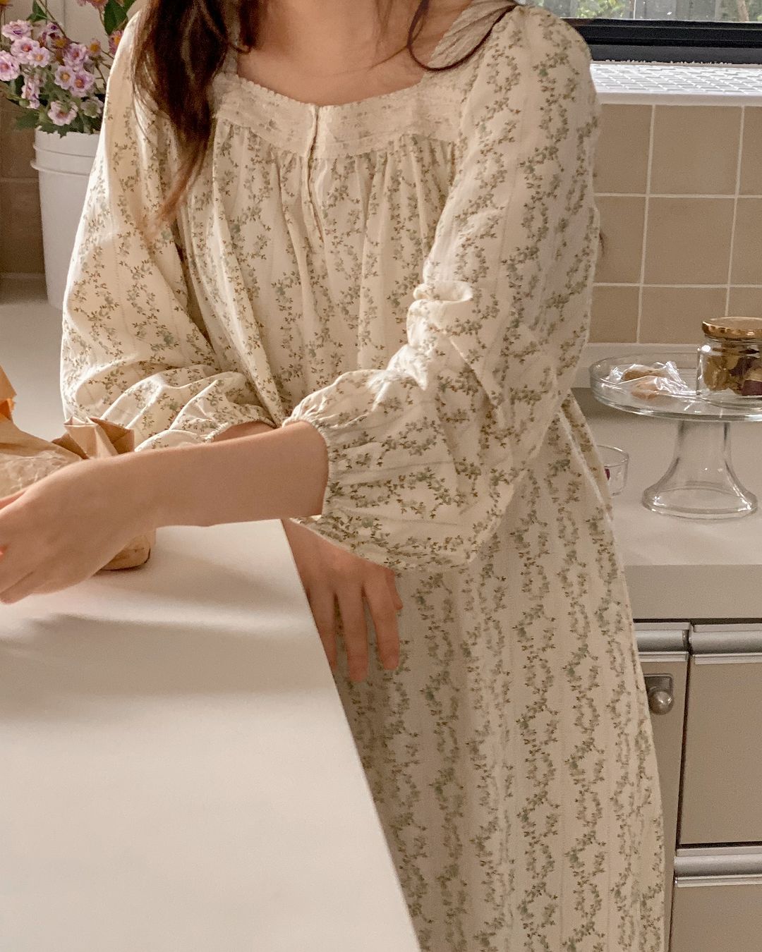 新品　韓国　Juuneedu sopty flower ルームウェア　3点セット 韓国【Juuneedu】sopty flower 長袖 ルームウェア 3点セット