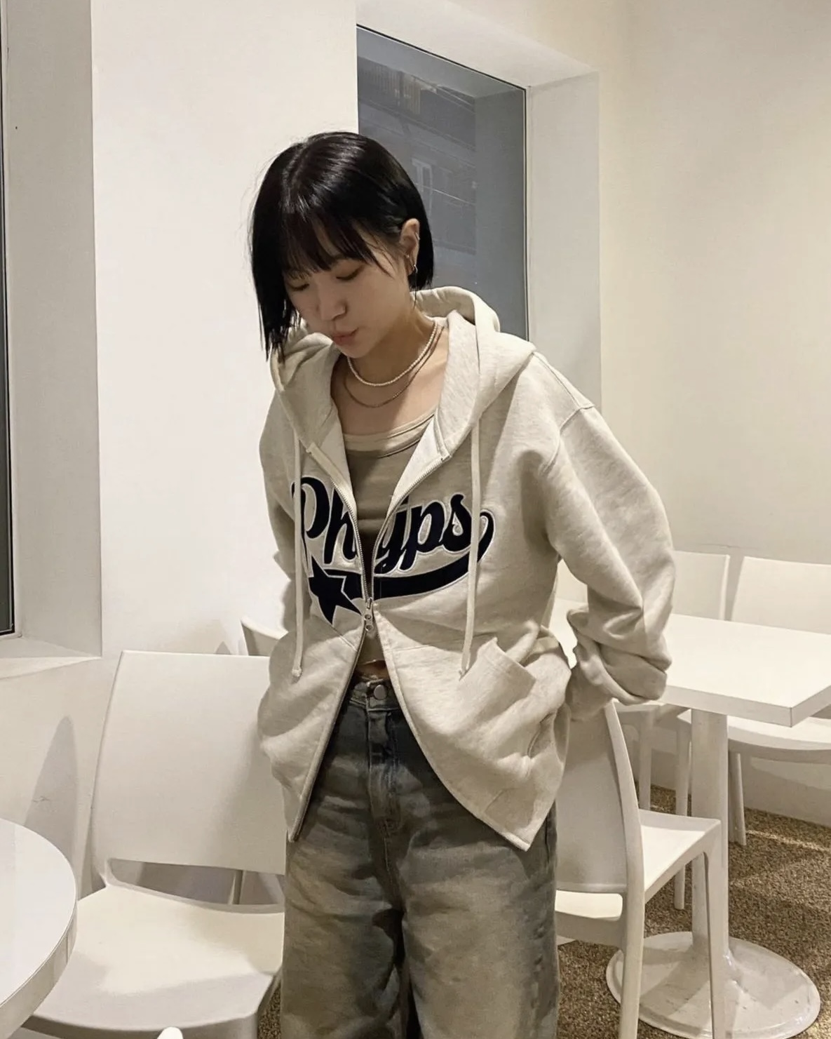 現貨秒發⚡️］—特價— 韓國PHYPS® STAR TAIL HOODIE ZIP UP 復古