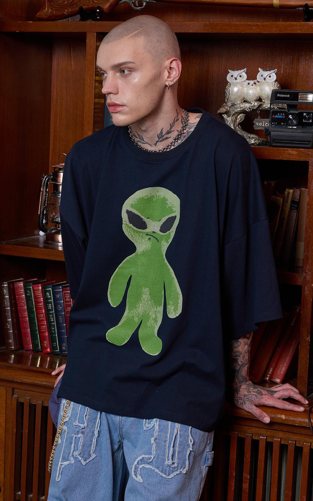 【HOODHOOD】エイリアングラフィックオーバーフィット半袖T 2色 MUSINSA公式 | HOODHOOD Alien Graphic Oversized fit Short