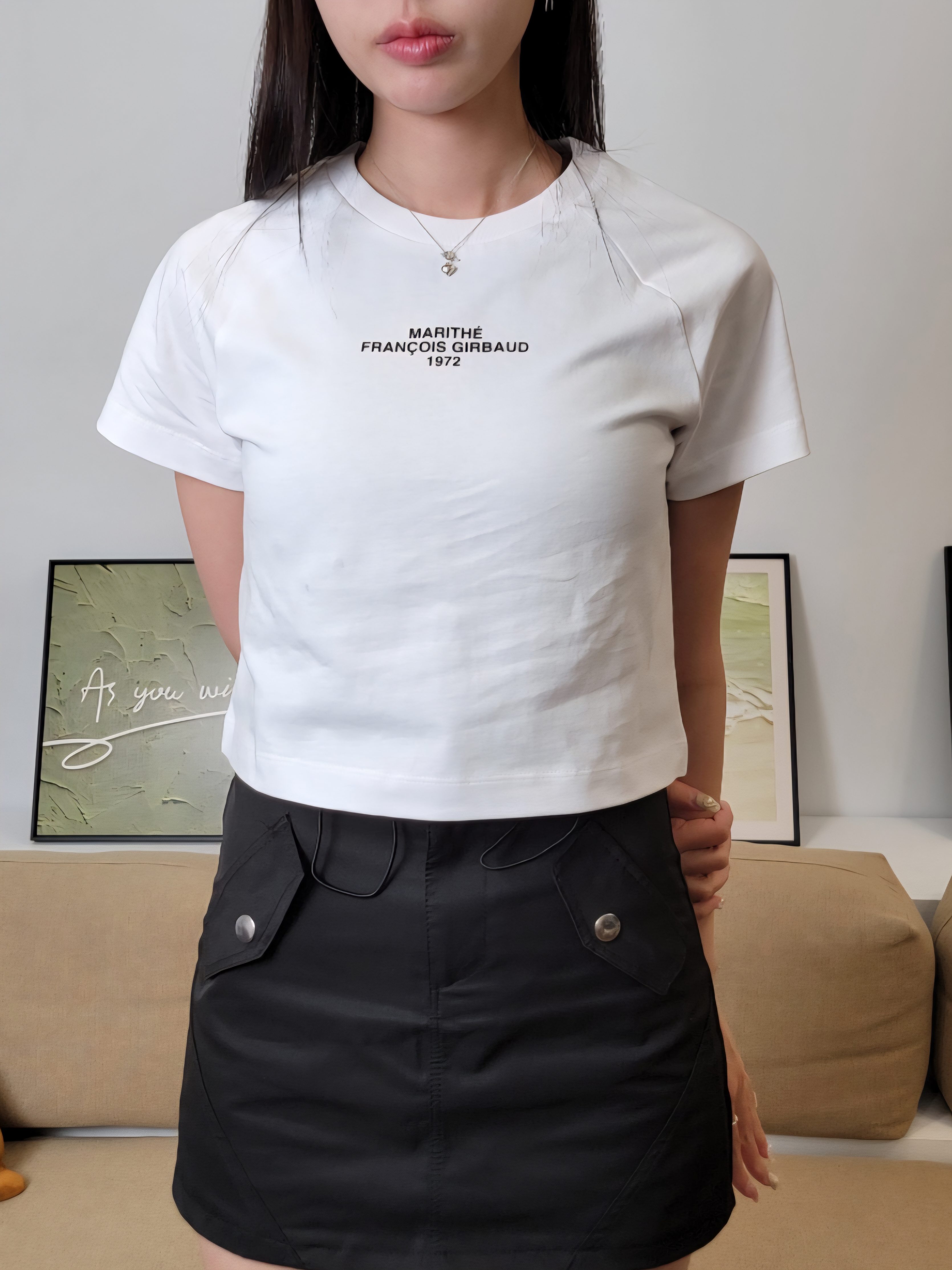 ［現貨秒發⚡️］韓國MARITHE W LETTERING LOGO CROP TEE 小標語 短袖T恤 女款短版