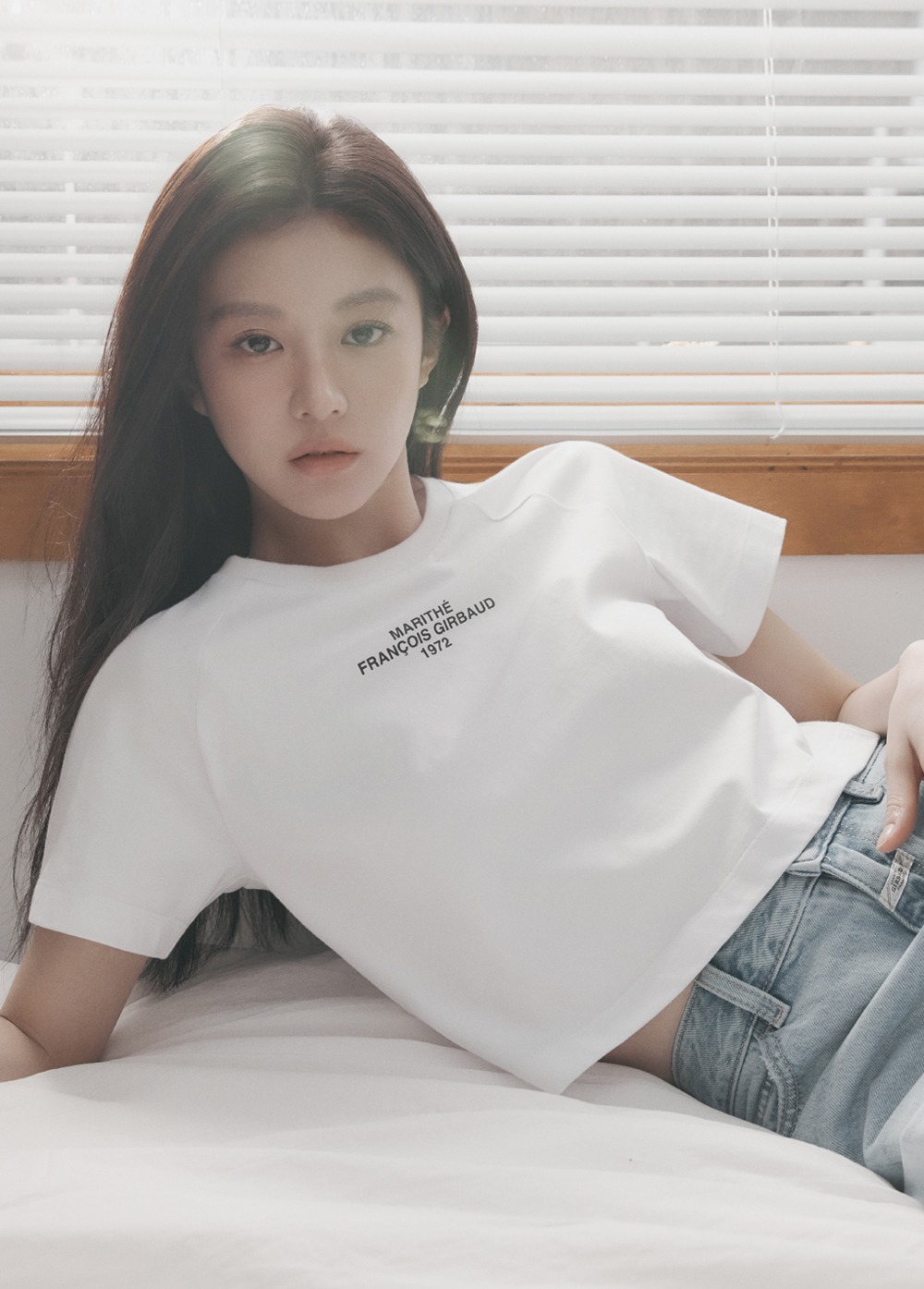 韓國MARITHE 2024新 W LETTERING LOGO CROP TEE 小標語 短袖T恤 女款短版