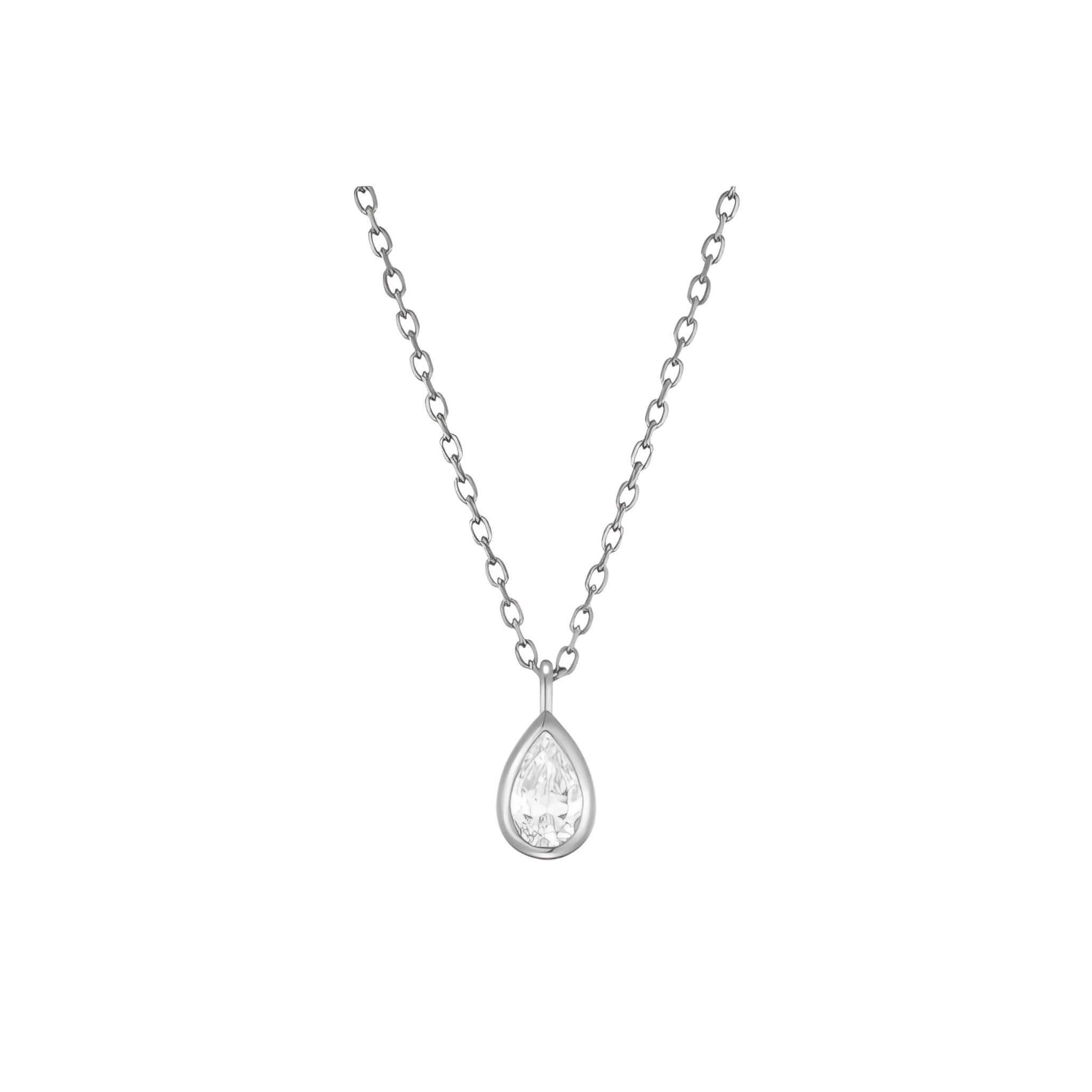 【Hei】pear cubic necklace〜シルバー素材ネックレス★韓国発 ウォーター シルバー ネックレス | ENEY エネイ – ENEY公式