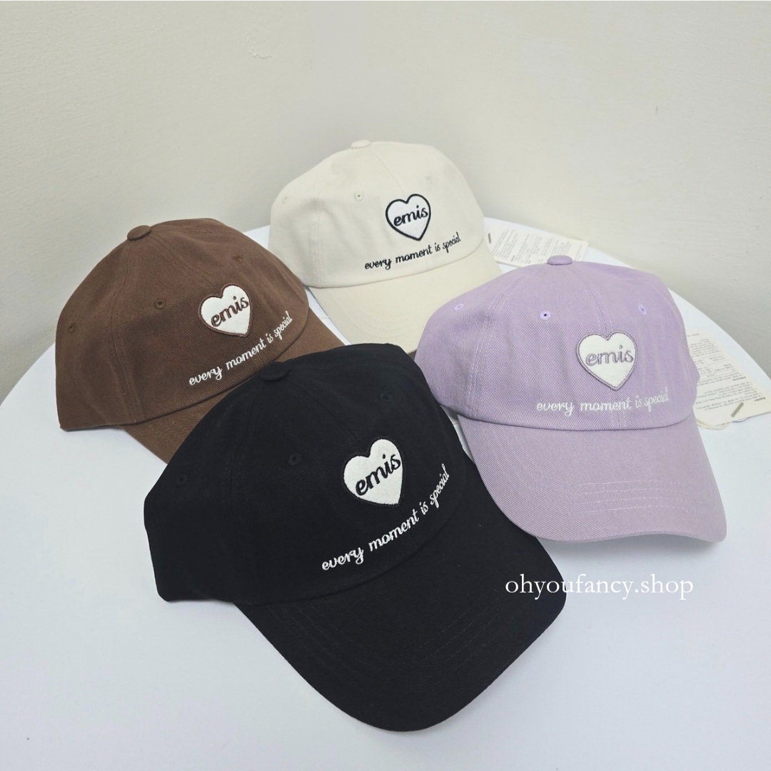 現貨秒發⚡️］韓國emis HEART WAPPEN BALL CAP 愛心布章棒球帽
