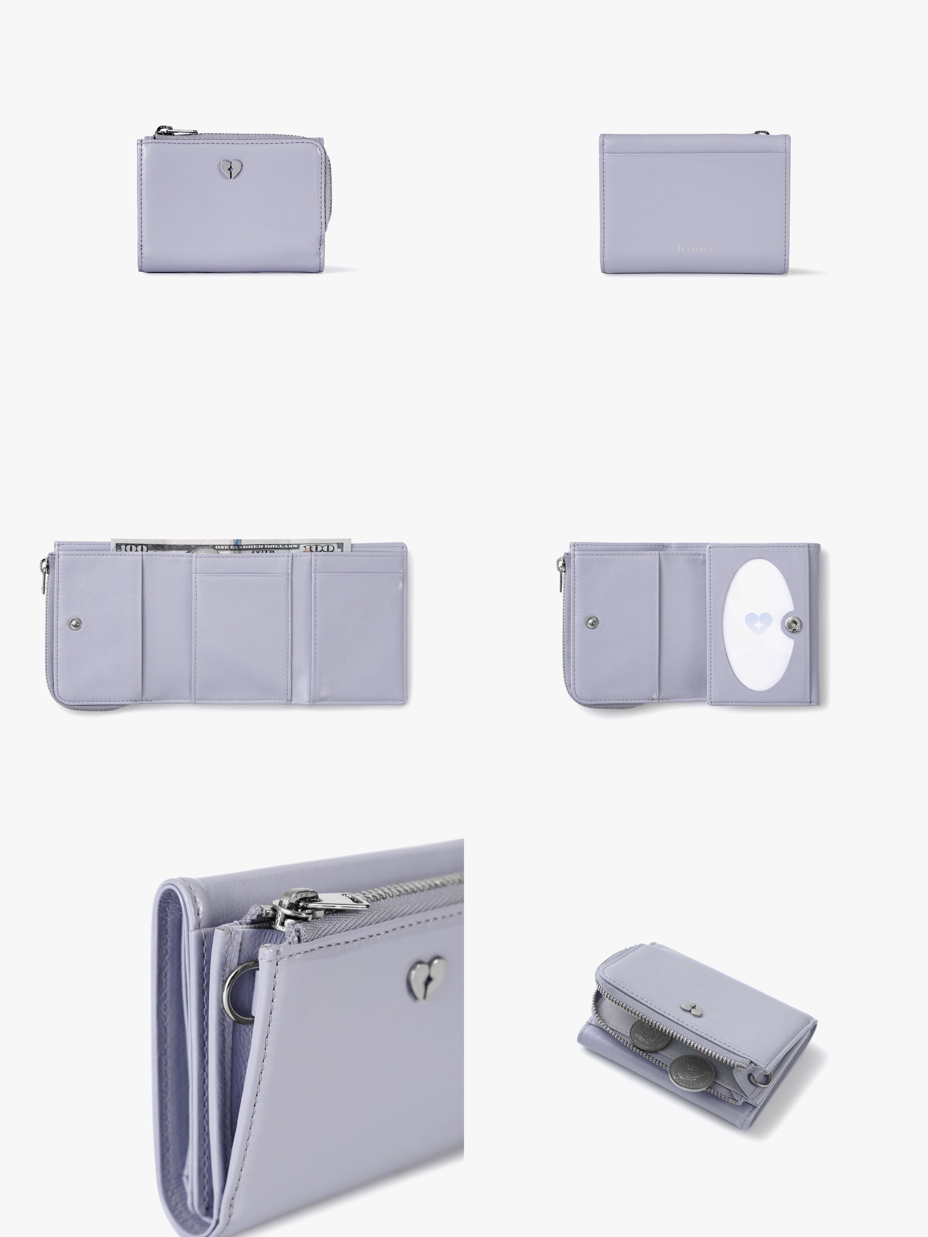 預購］韓國Fennec 2025新HEARTY ZIPPER WALLET 愛心銀扣拉鍊短夾