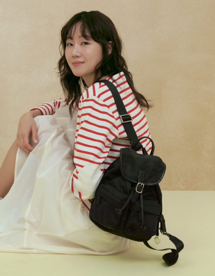 ★depound★ double pocket nylon backpack black (S) 現貨秒發⚡️］韓國Depound double pocket nylon backpack 尼龍