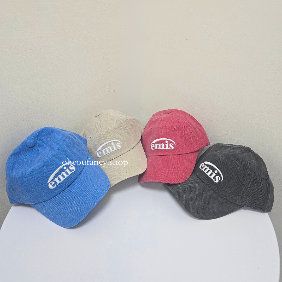 【emis】NEW LOGO PIGMENT BALL CAP_7colors ☆韓国人気☆ 韓國emis NEW LOGO PIGMENT BALL CAP 韓製棒球帽染色感刺繡亮