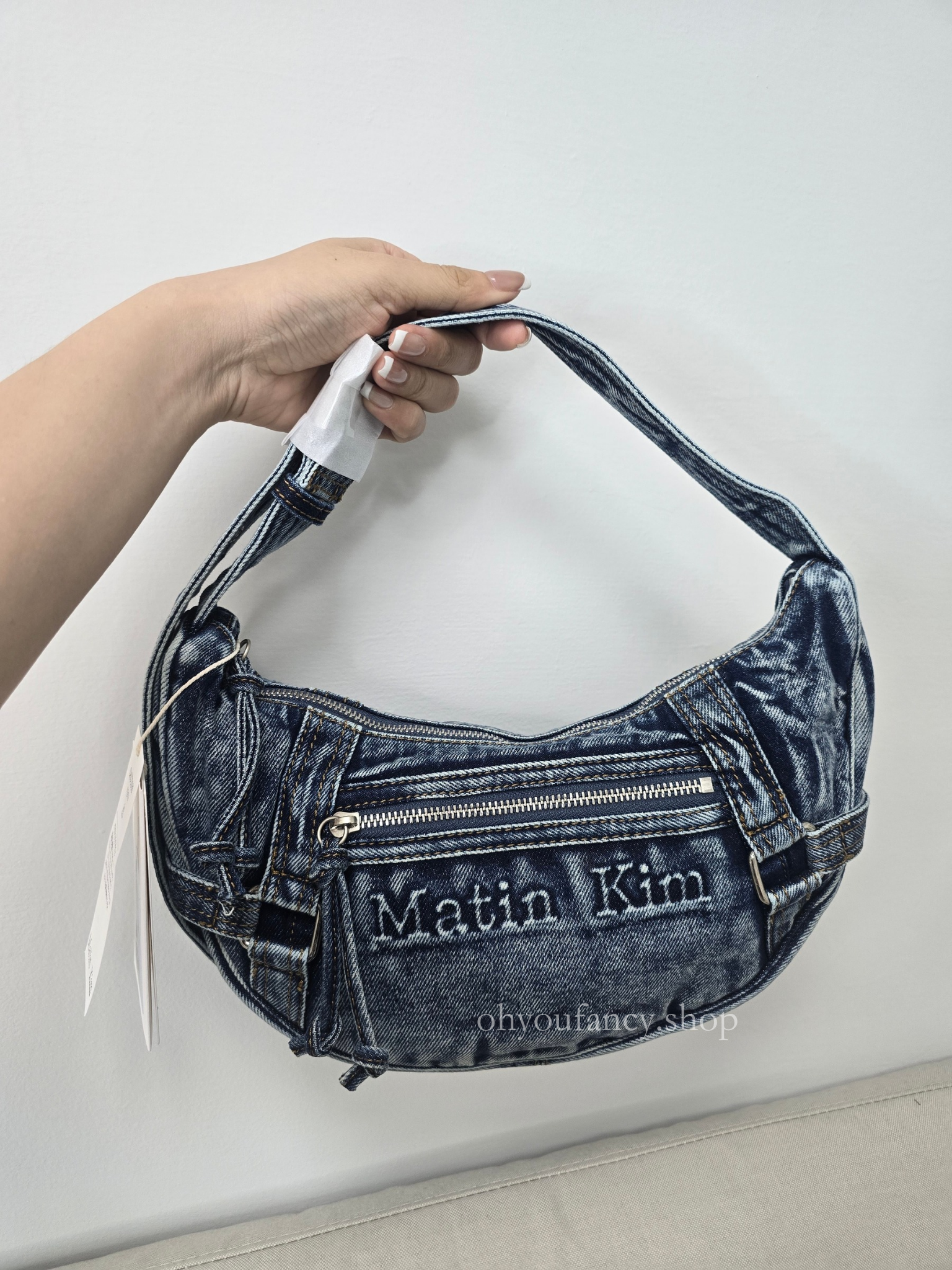 現貨秒發⚡️］韓國MATIN KIM MATIN WASHED DENIM MINI HOBO BAG